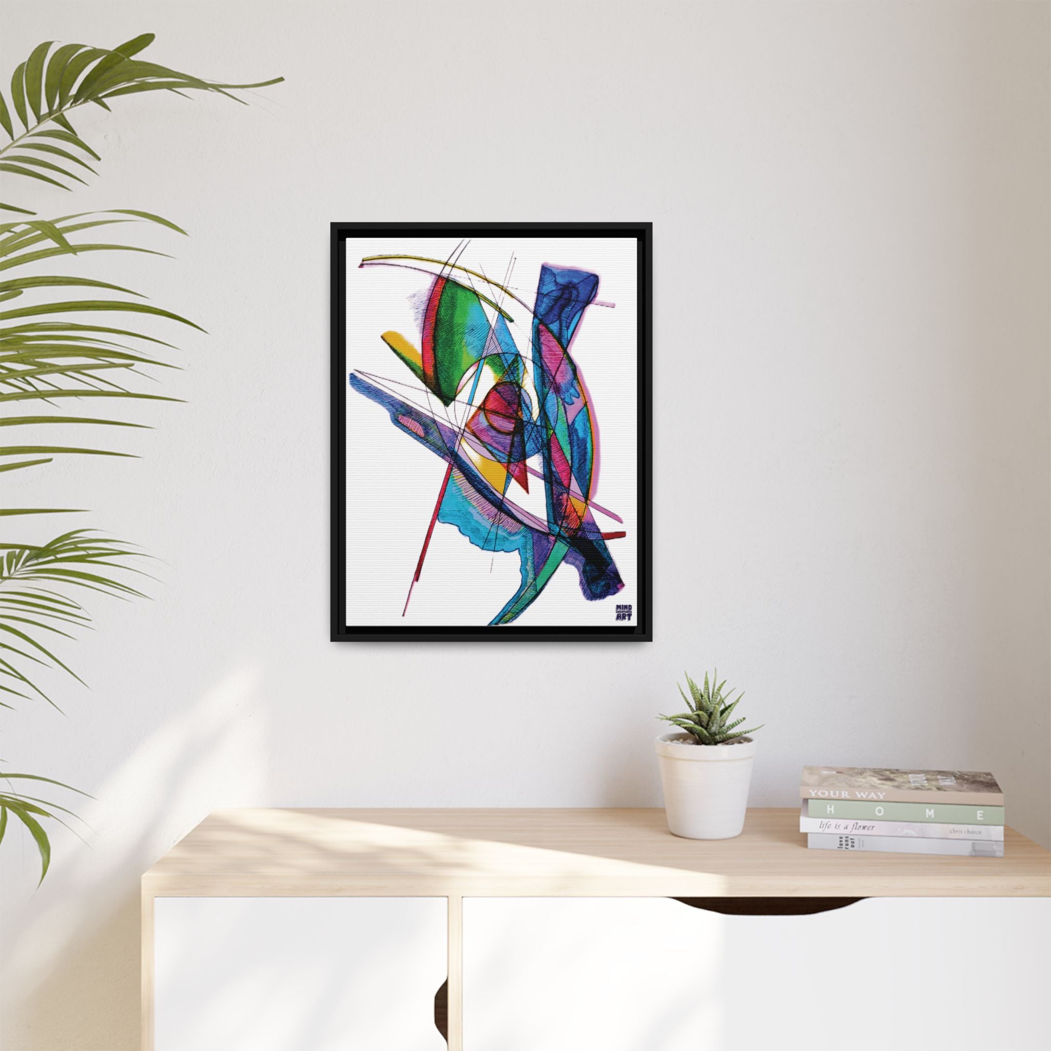 Watching (White Background) Matte Canvas, Framed