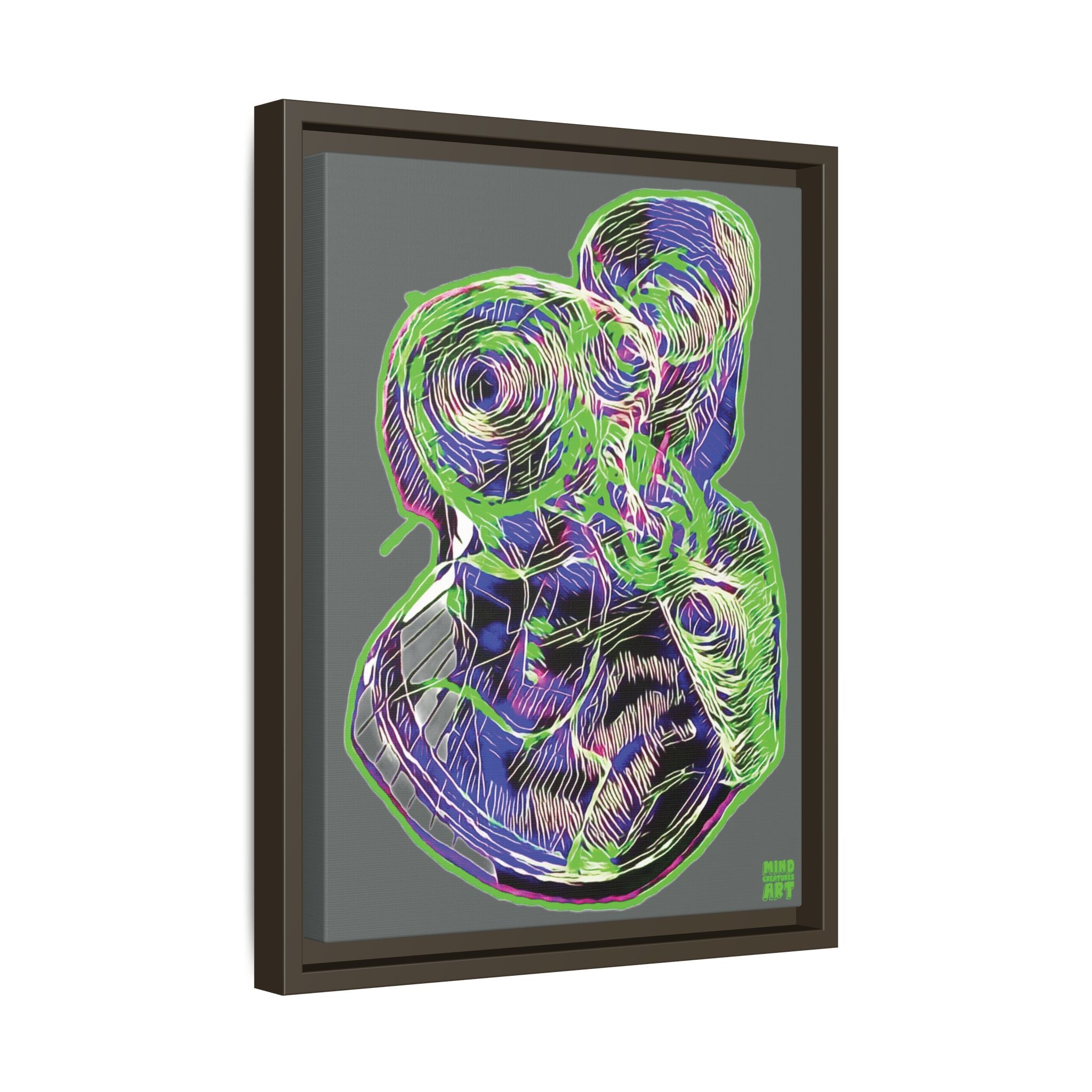 Curiosity (Electric Green, Dark Gray Background) Matte Canvas, Framed