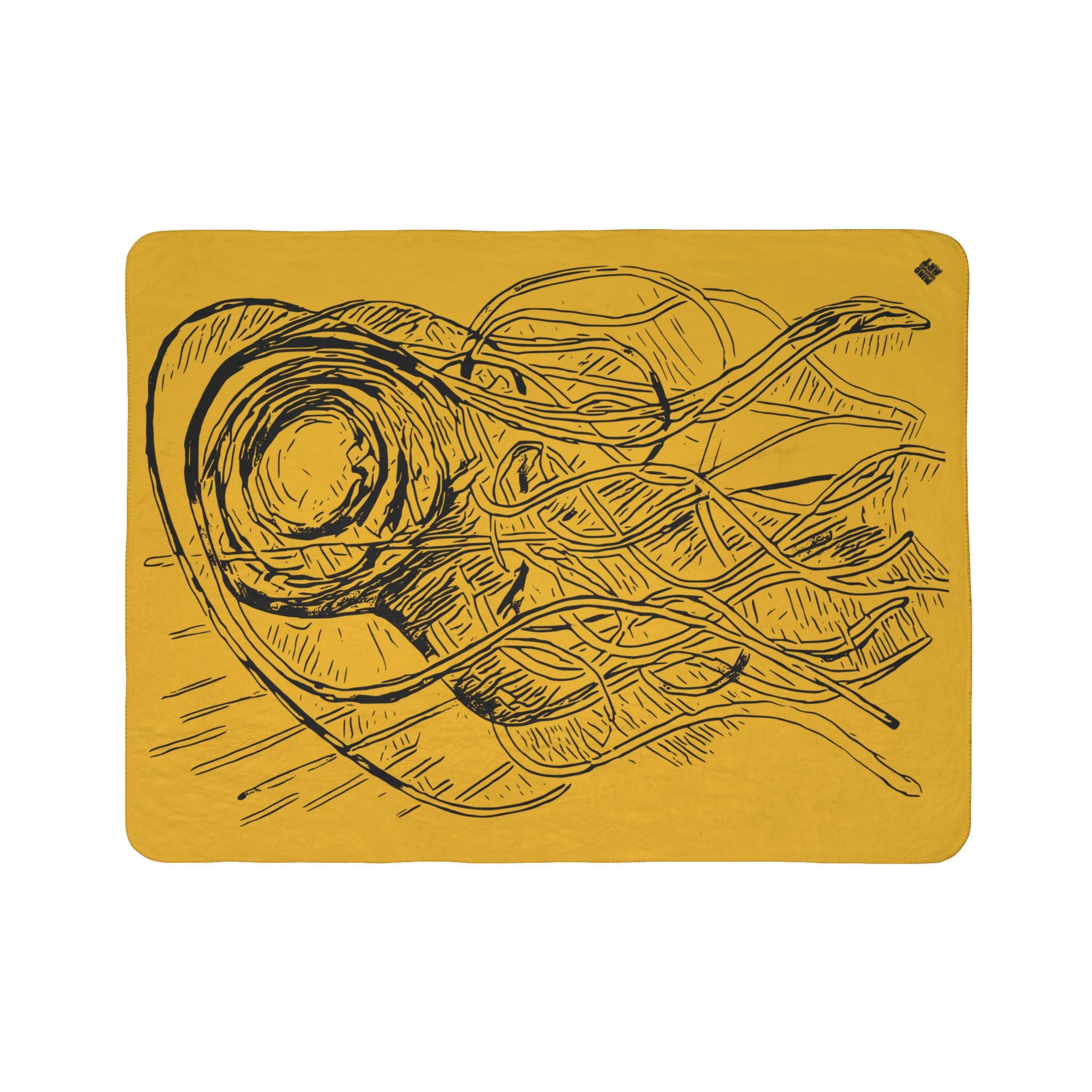 Jelly Jam (Black, Yellow Background) Fleece Sherpa Blanket