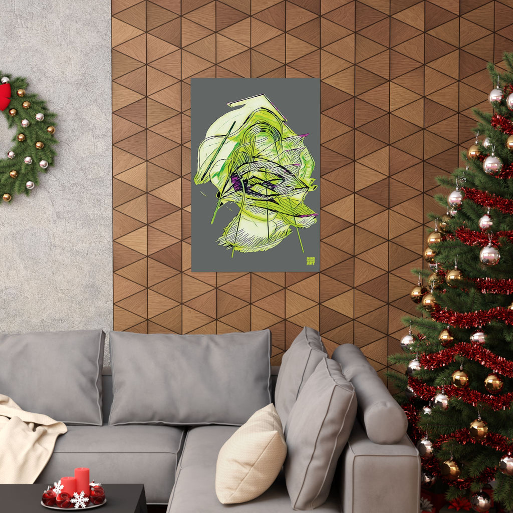 Dive Reflex (Lime, Dark Gray Background) Matte Poster