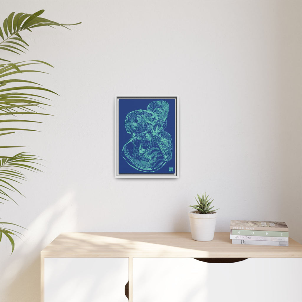 Curiosity (Teal, Dark Blue Background) Matte Canvas, Framed