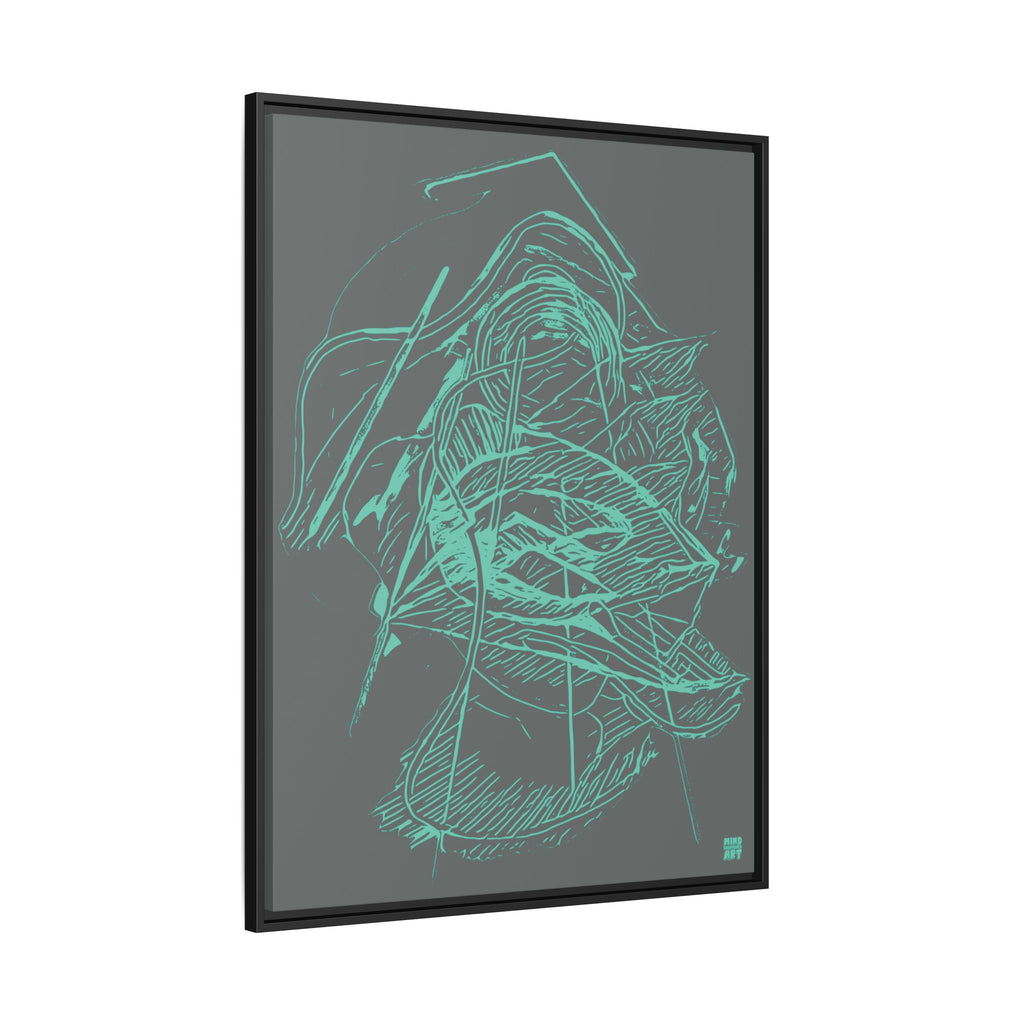 Dive Reflex (Teal, Dark Gray Background) Matte Canvas, Framed