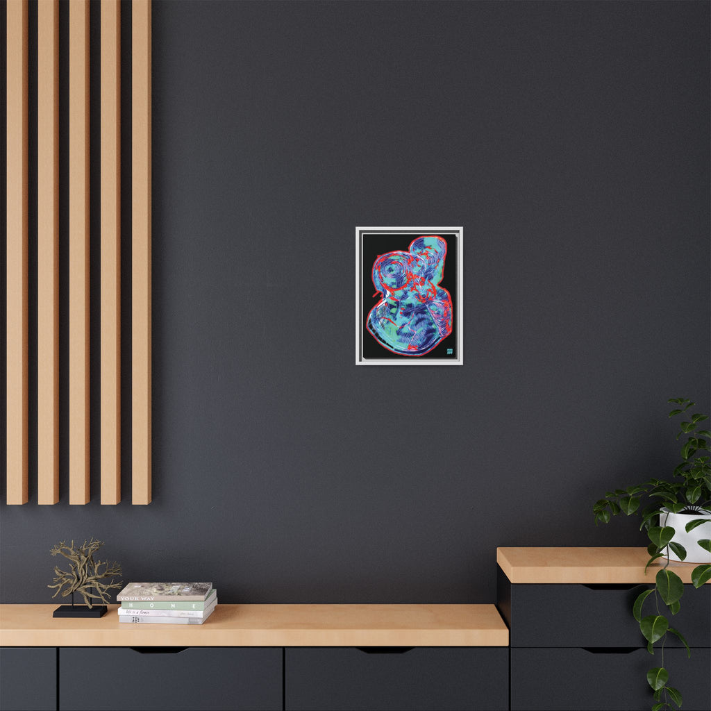 Curiosity (Red & Teal), Black Background) Matte Canvas, Framed