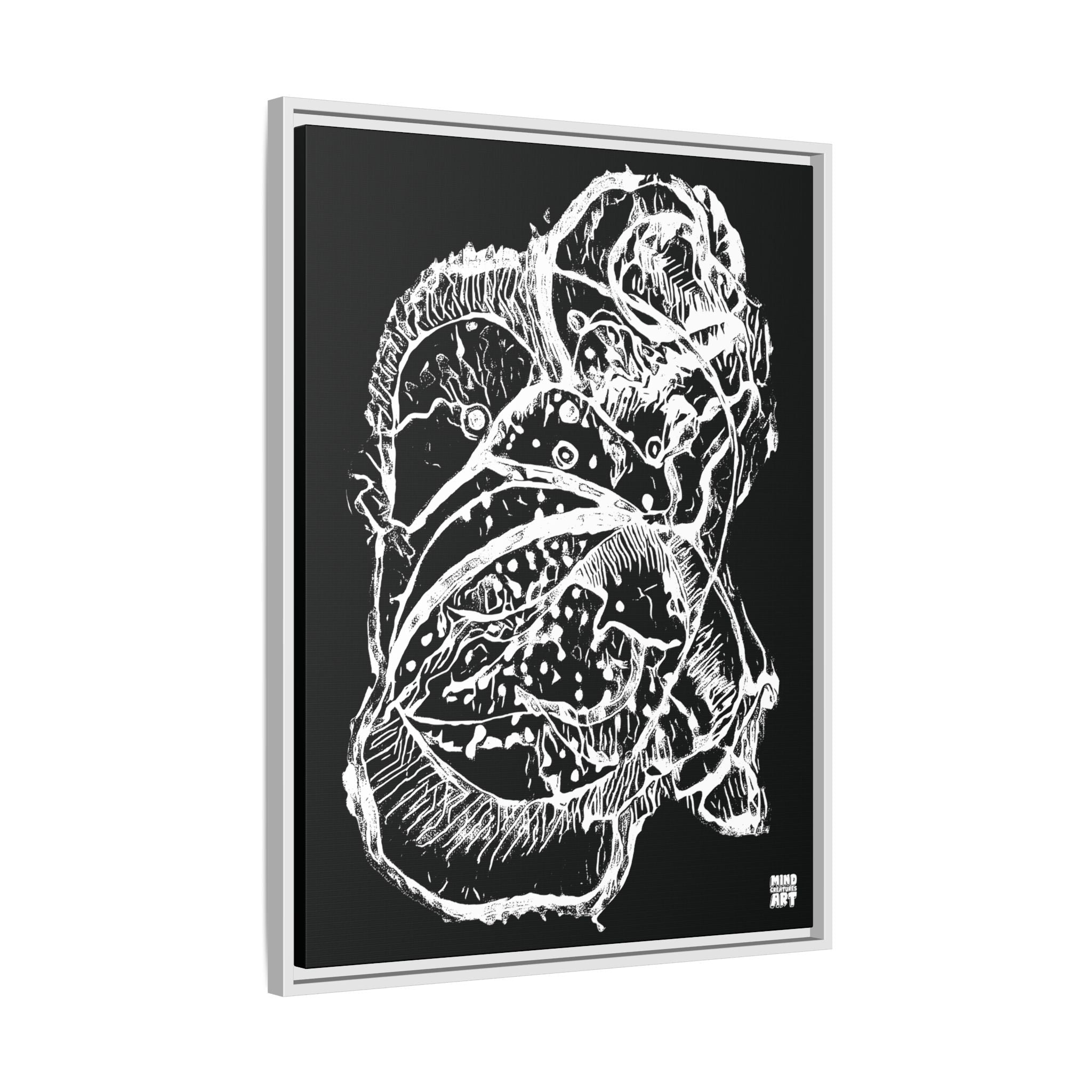 Exploration (White, Black Background) Matte Canvas, Framed