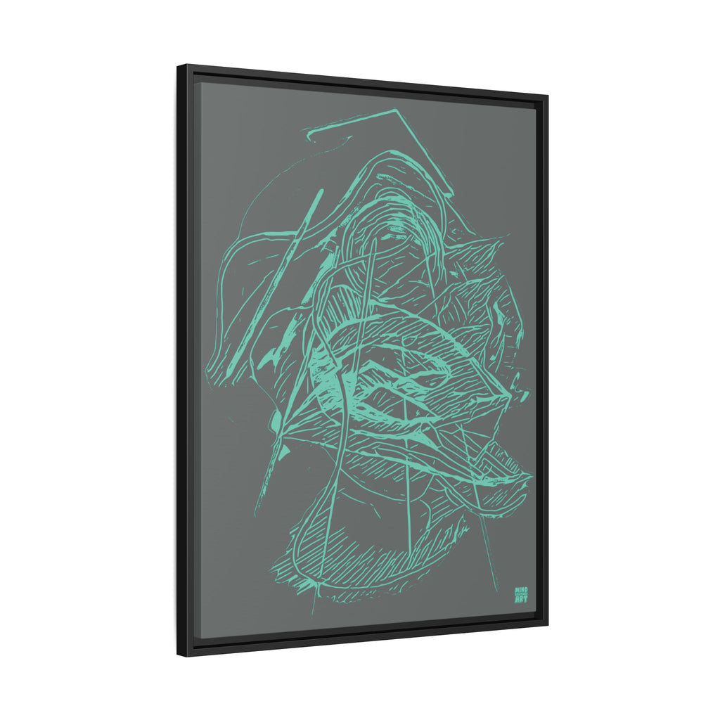 Dive Reflex (Teal, Dark Gray Background) Matte Canvas, Framed