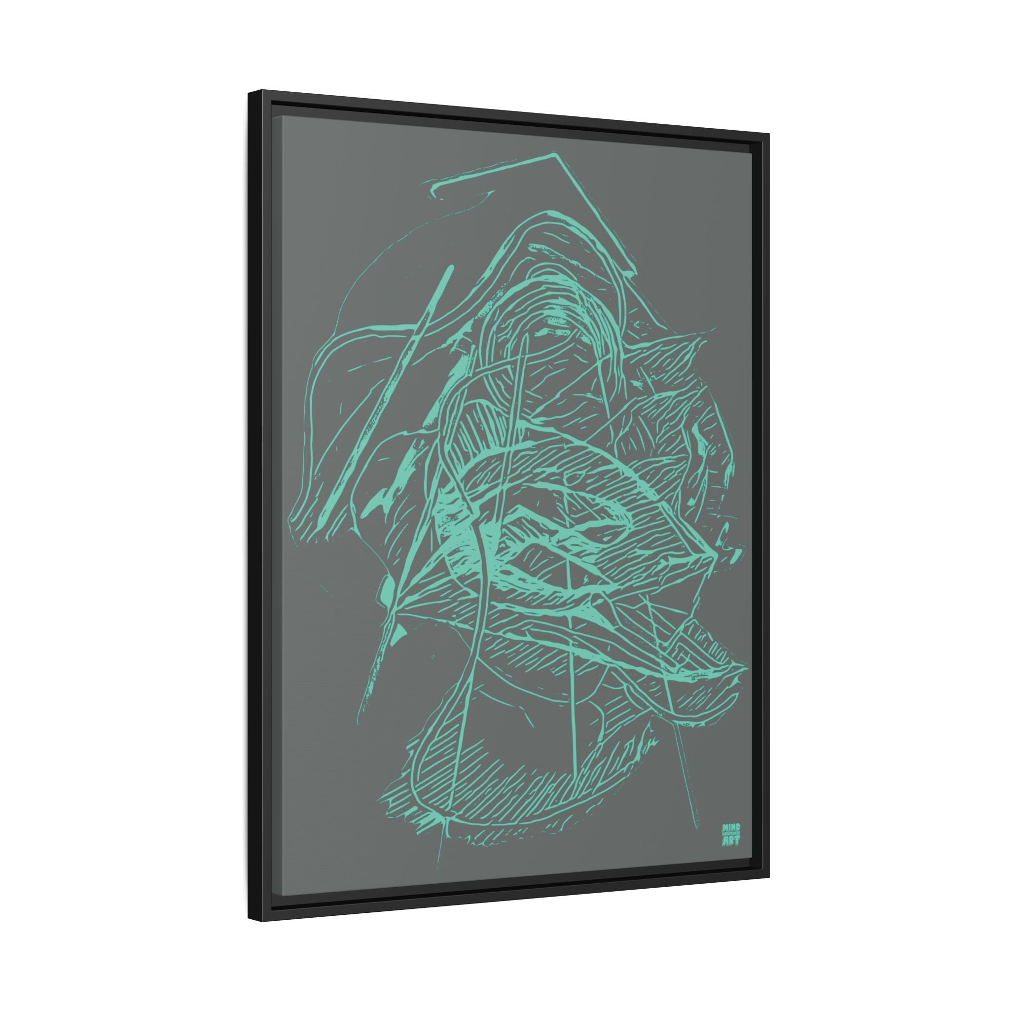 Dive Reflex (Teal, Dark Gray Background) Matte Canvas, Framed