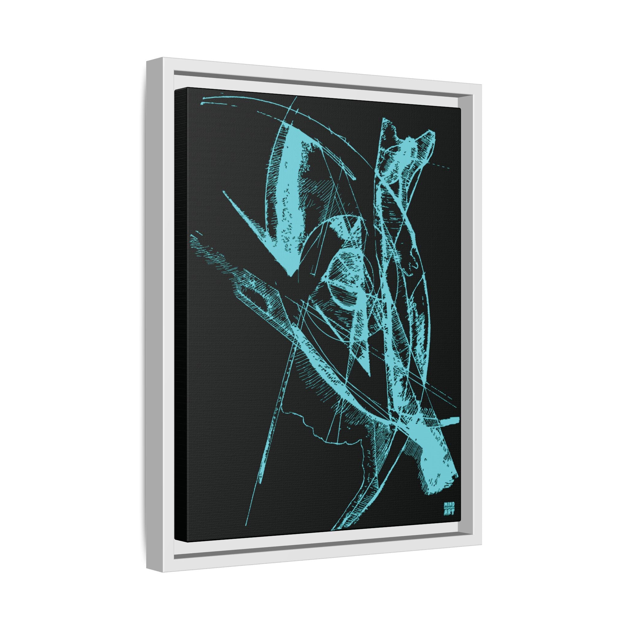 Watching (Aqua, Black Background) Matte Canvas, Framed