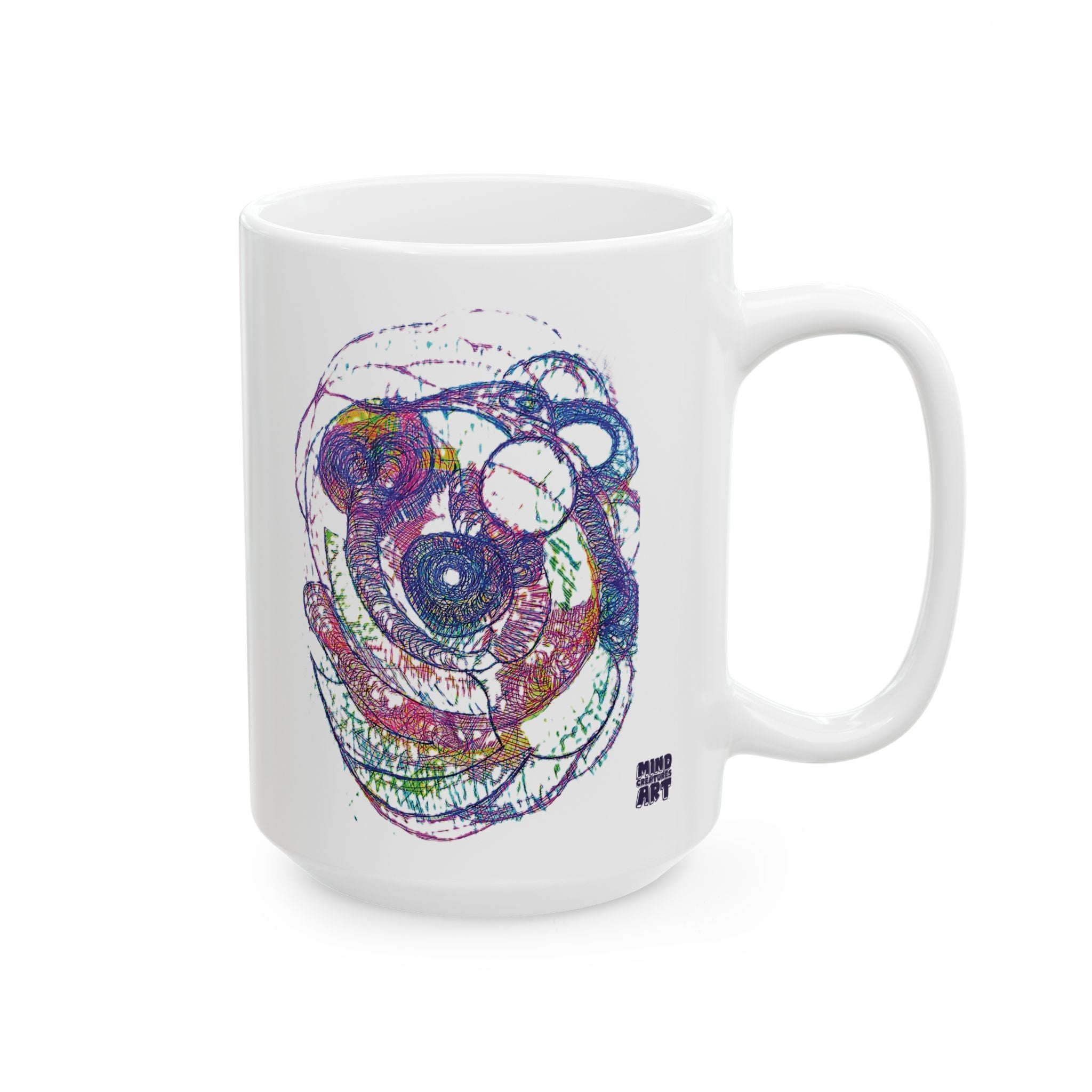 Spiraling White Ceramic Mug, (11oz, 15oz)