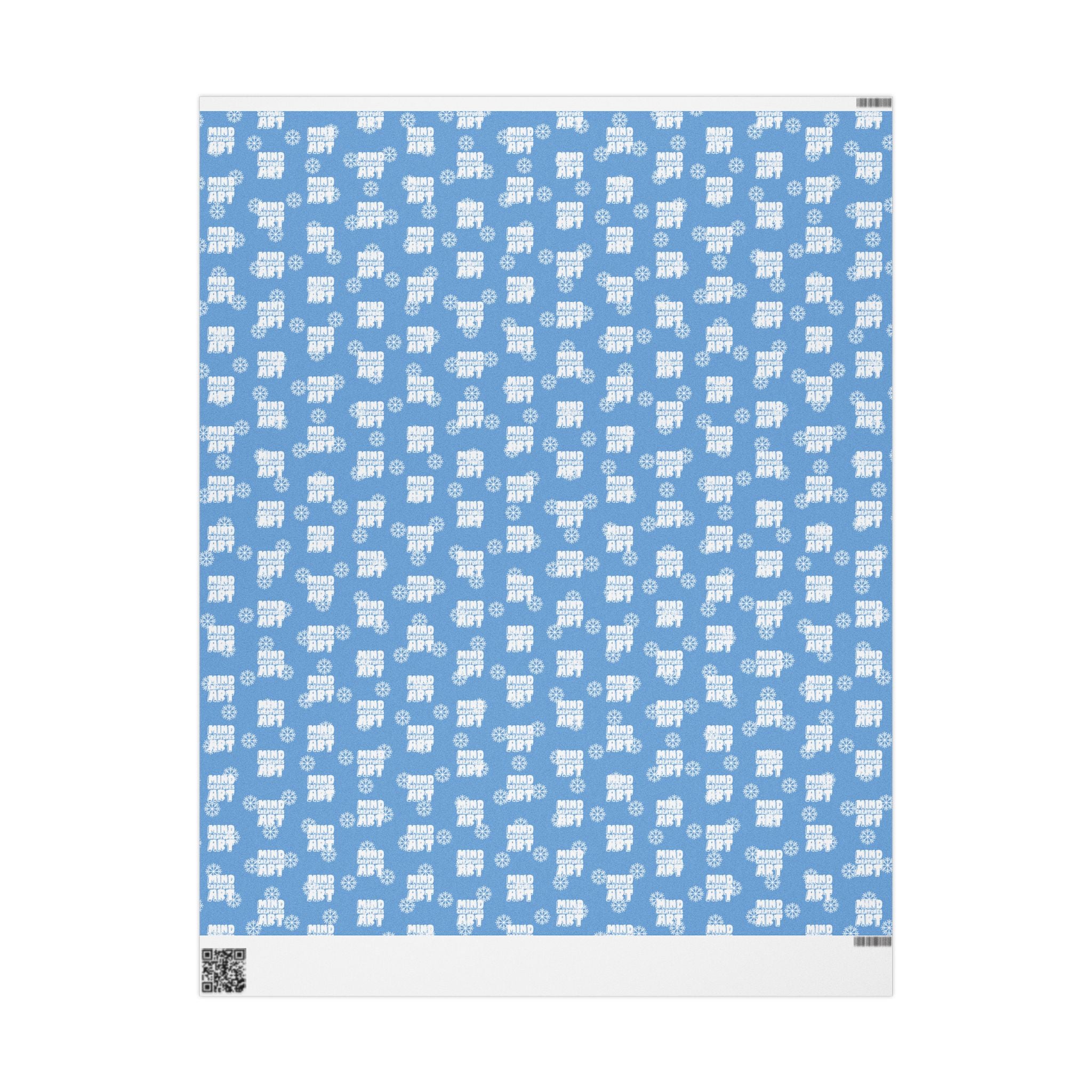 MCA Logo & Snowflake (White, Light Blue Background) Heavy Wrapping Paper