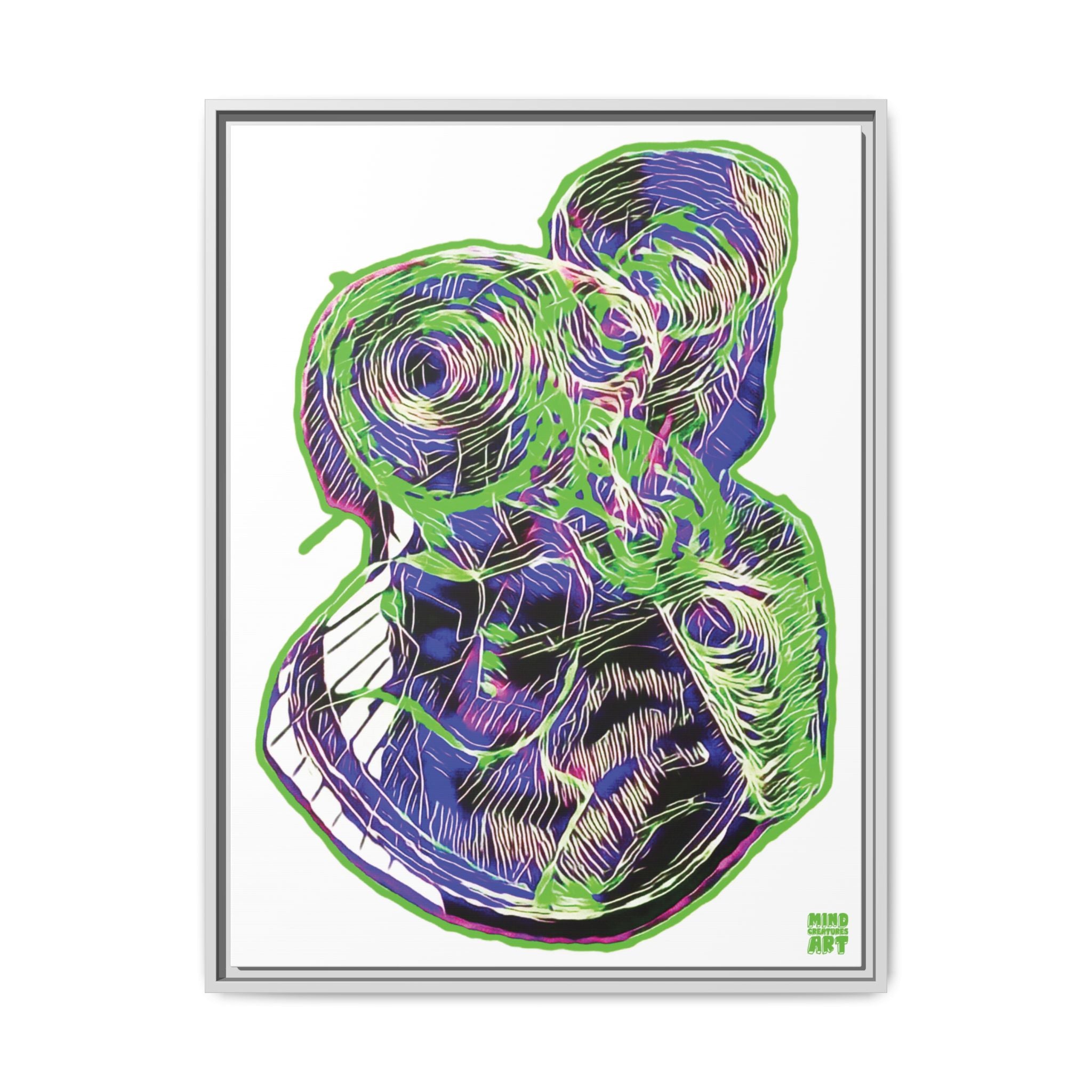 Curiosity (Electric Green, White Background) Matte Canvas, Framed