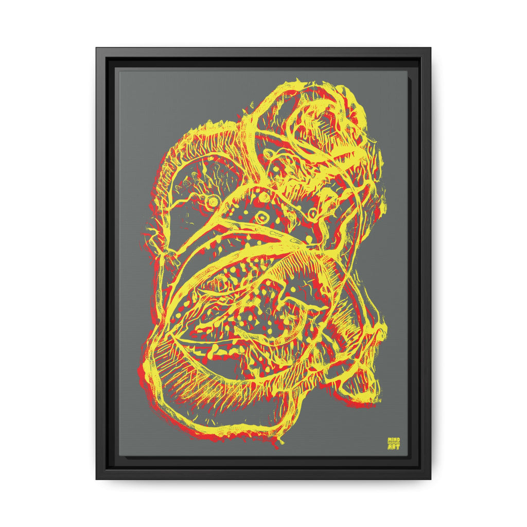 Exploration (Blur, Red & Yellow, Dark Gray Background) Matte Canvas, Framed