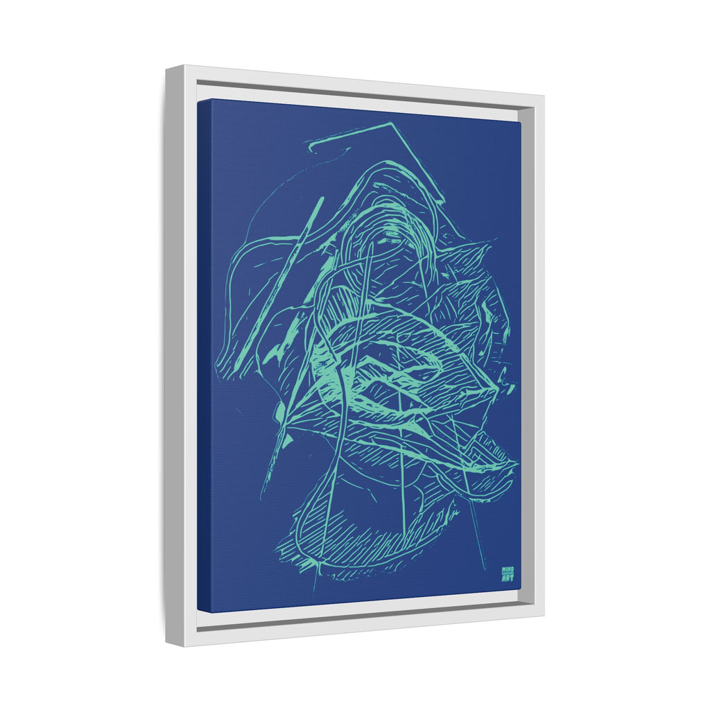Dive Reflex (Teal, Dark Blue Background) Matte Canvas, Framed
