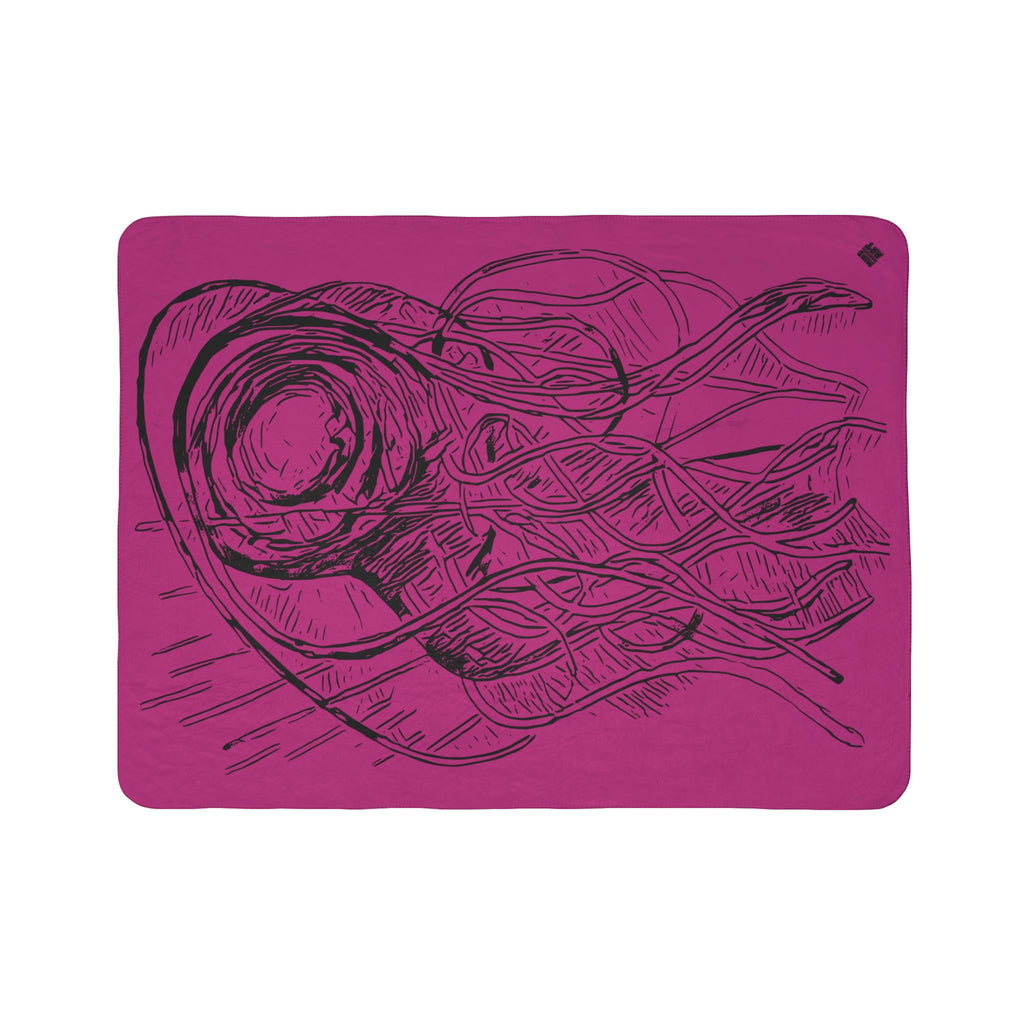 Jelly Jam (Black, Pink Background) Fleece Sherpa Blanket