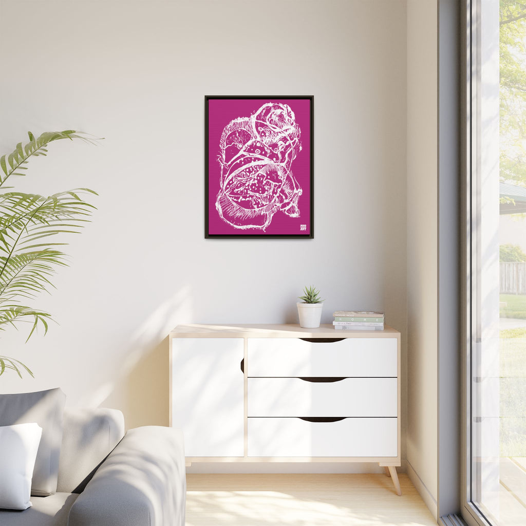Exploration (White, Pink Background) Matte Canvas, Framed