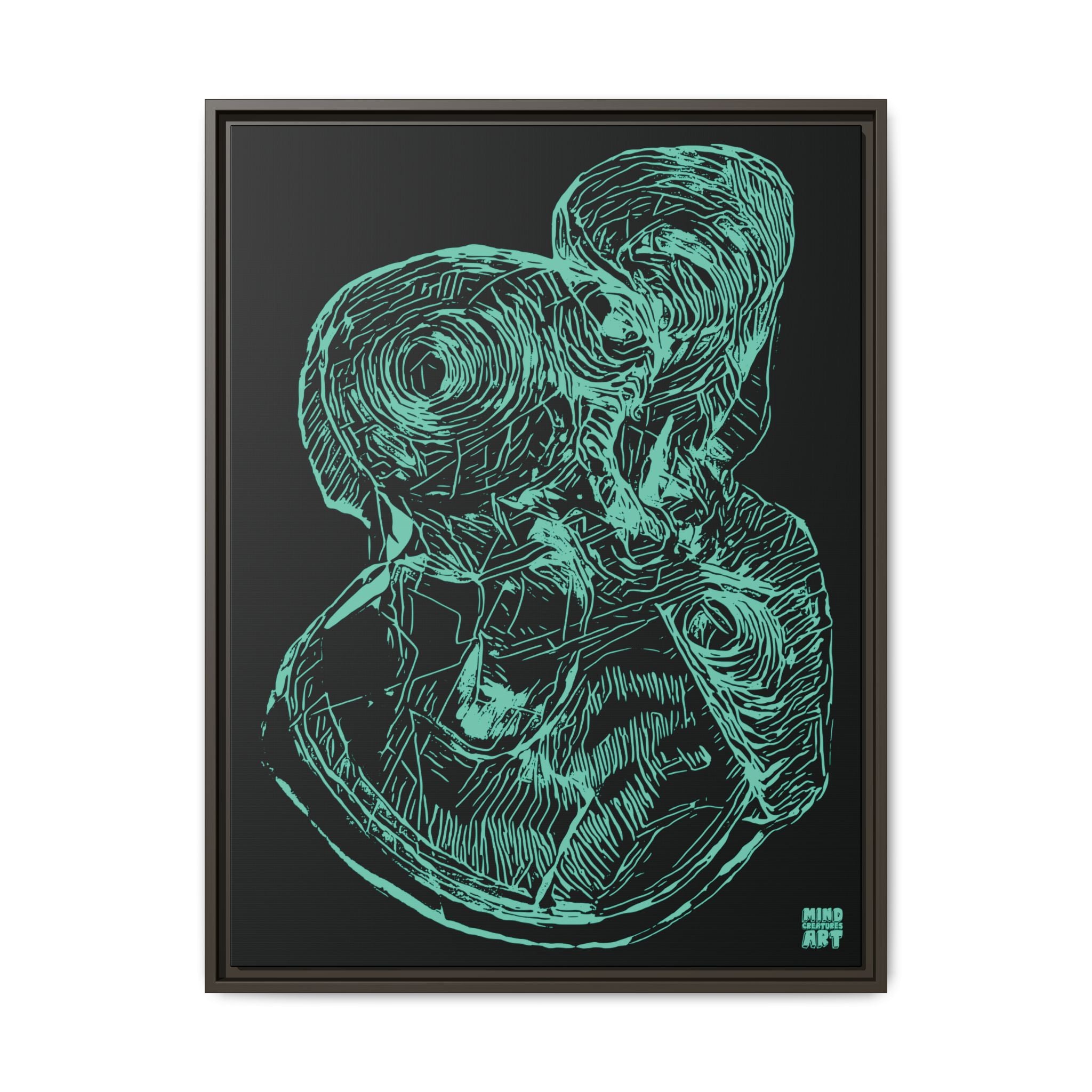 Curiosity (Teal, Black Background) Matte Canvas, Framed