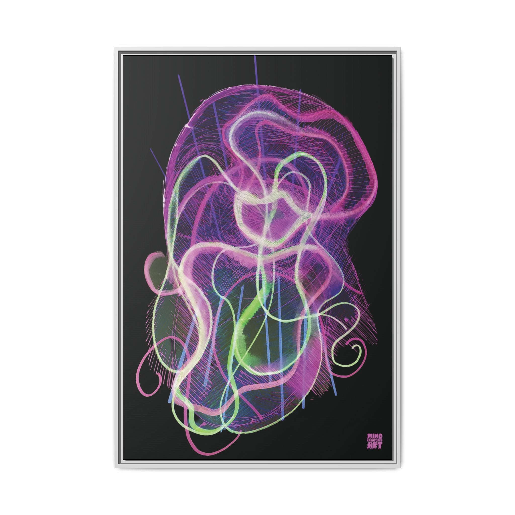 Davy Jones (Electric Pink, Black Background) Matte Canvas, Framed