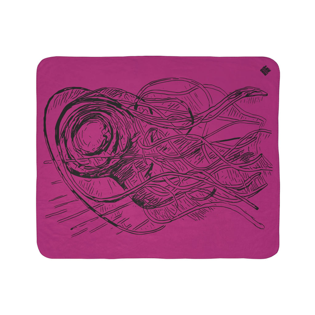 Jelly Jam (Black, Pink Background) Fleece Sherpa Blanket