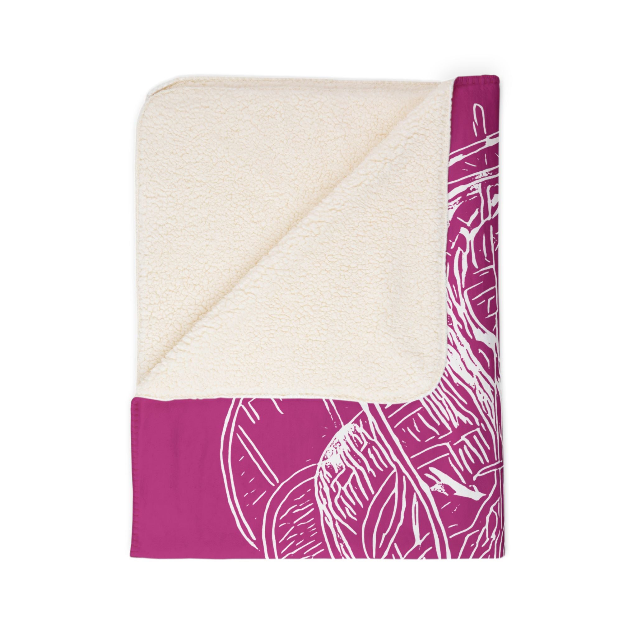 Jelly Jam (White, Pink Background) Fleece Sherpa Blanket