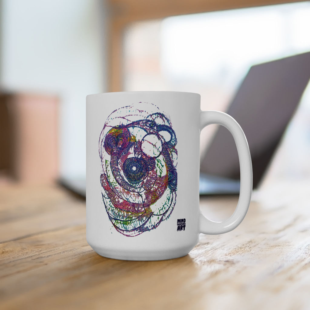Spiraling White Ceramic Mug, (11oz, 15oz)