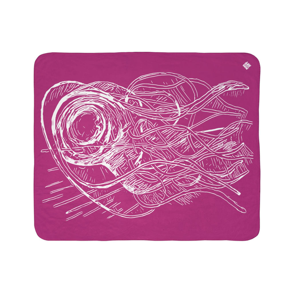 Jelly Jam (White, Pink Background) Fleece Sherpa Blanket