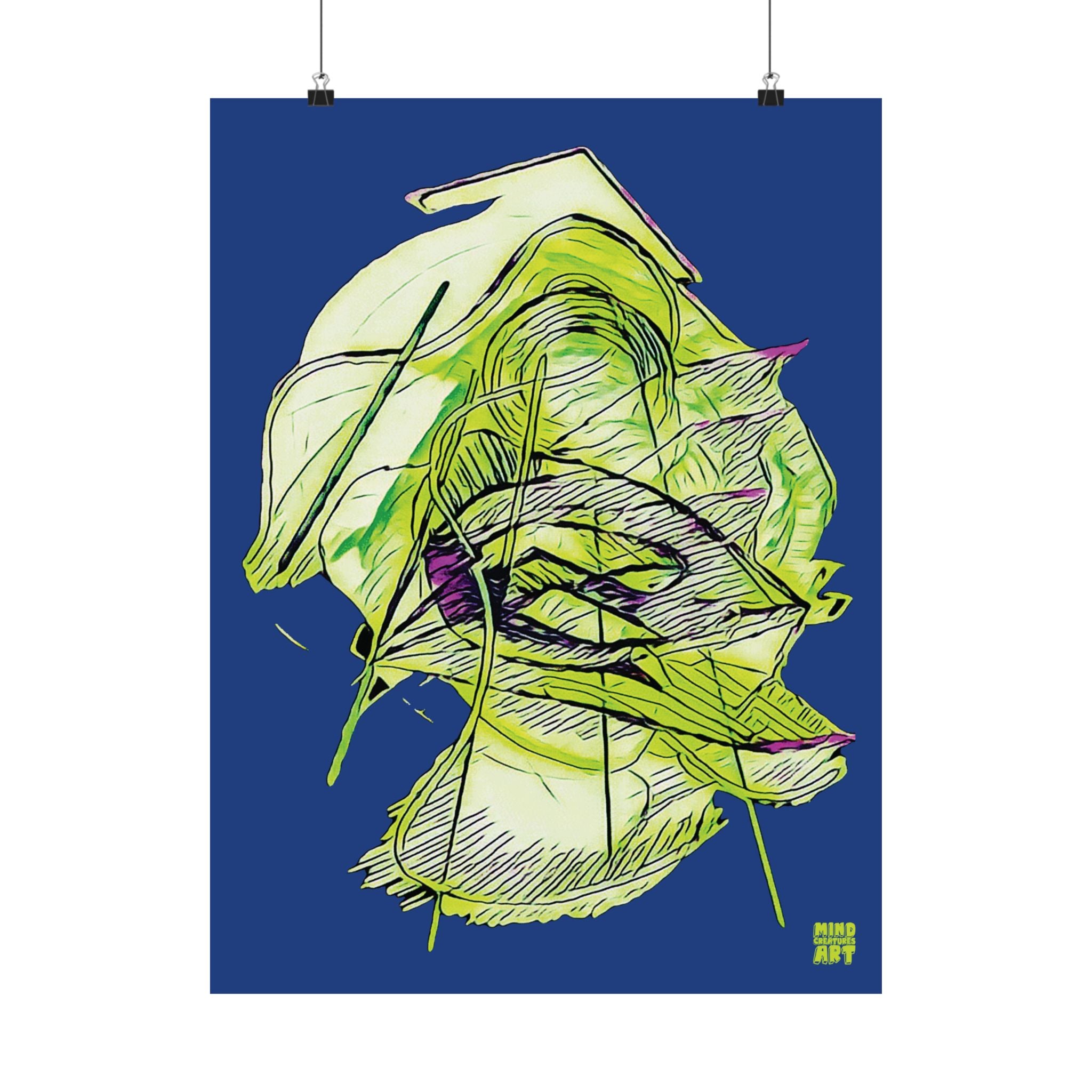 Dive Reflex (Lime, Dark Blue Background) Matte Poster
