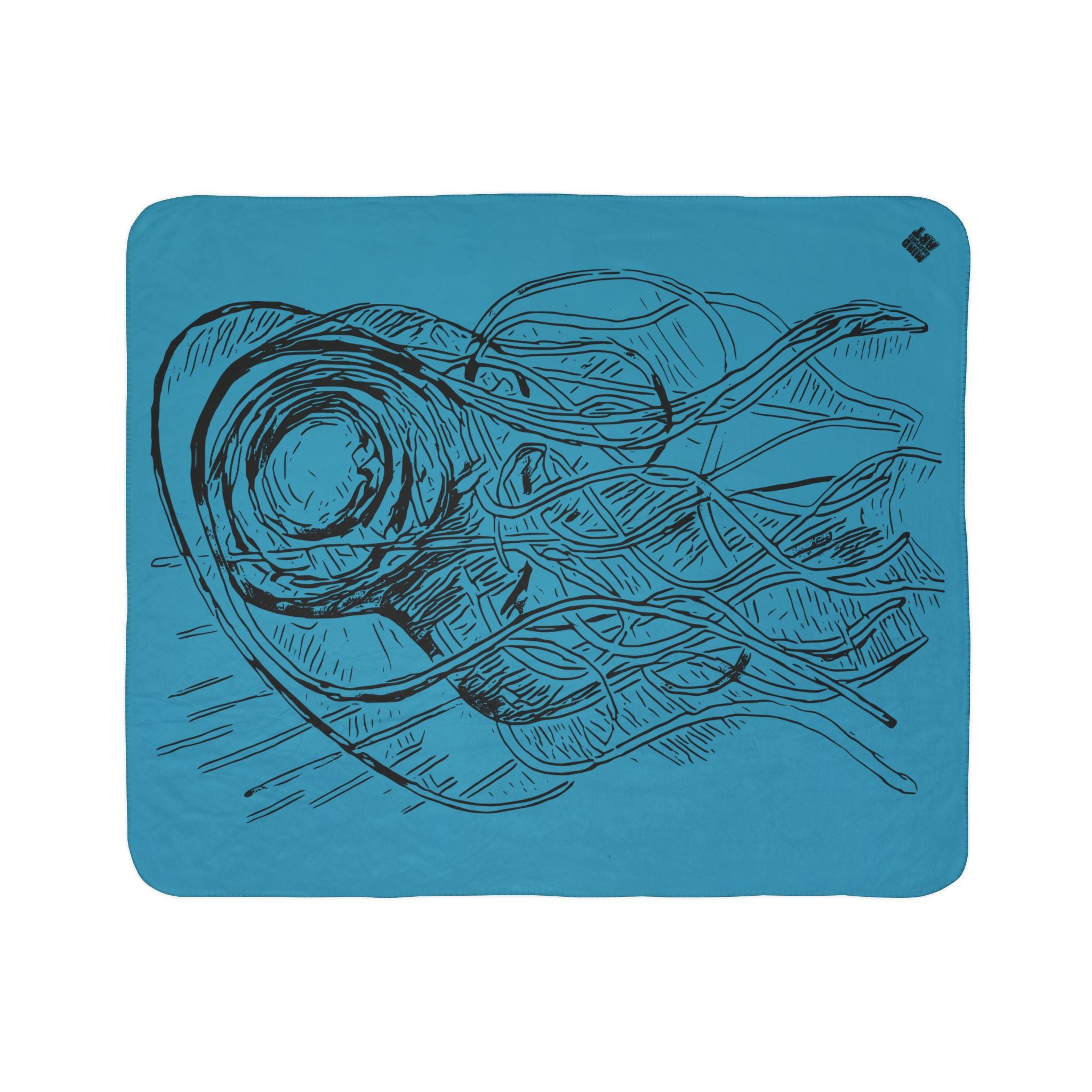 Jelly Jam (Black, Turquoise Background) Fleece Sherpa Blanket