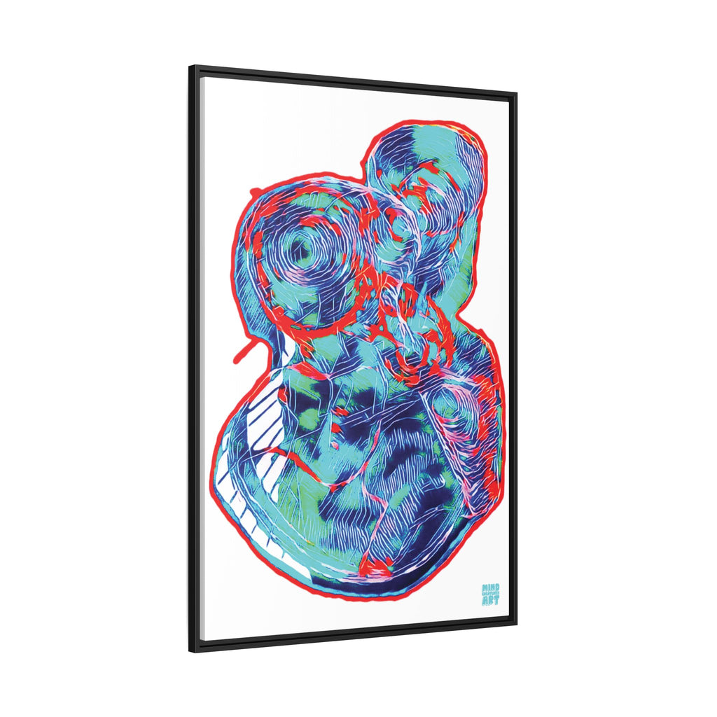 Curiosity (Red & Teal, White Background) Matte Canvas, Framed