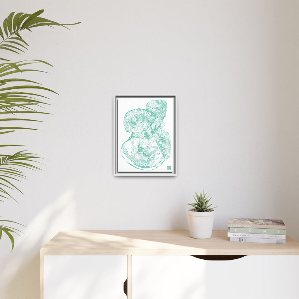 Curiosity (Teal, White Background) Matte Canvas, Framed