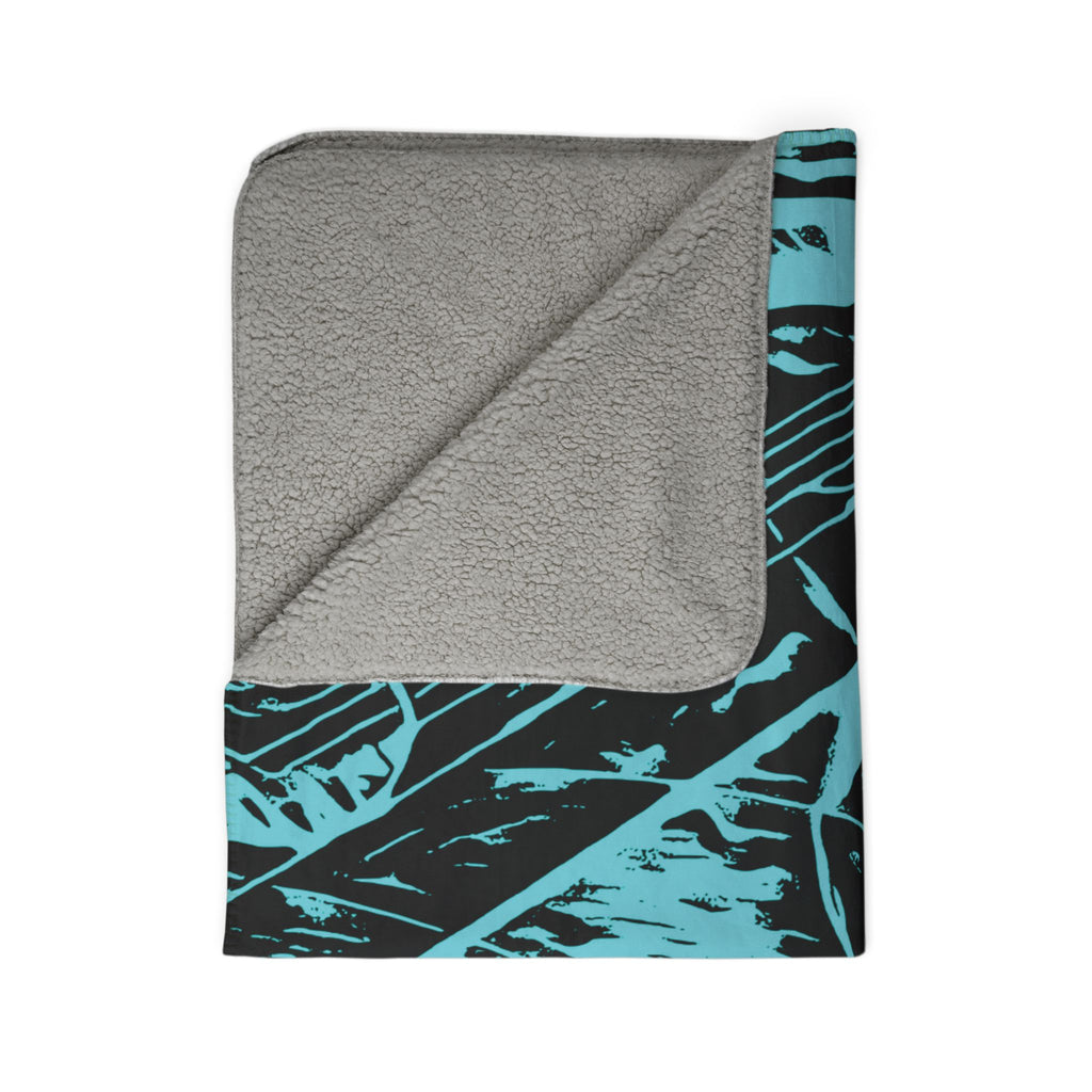 Love (Aqua, Black Background) Fleece Sherpa Blanket