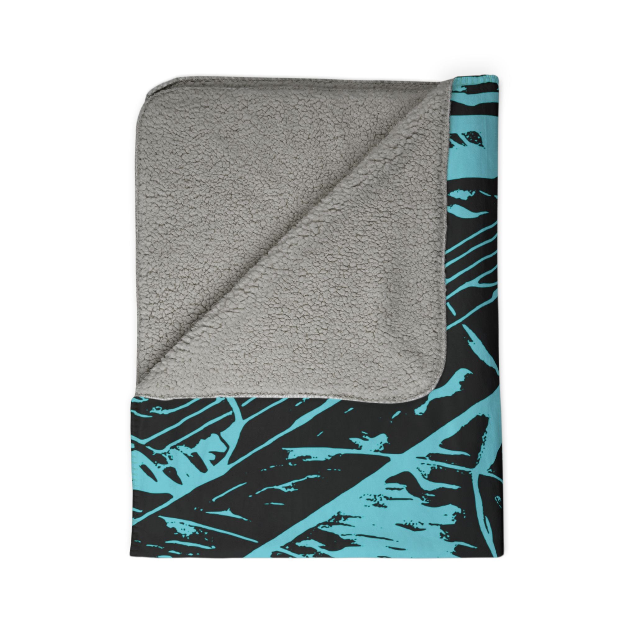 Love (Aqua, Black Background) Fleece Sherpa Blanket
