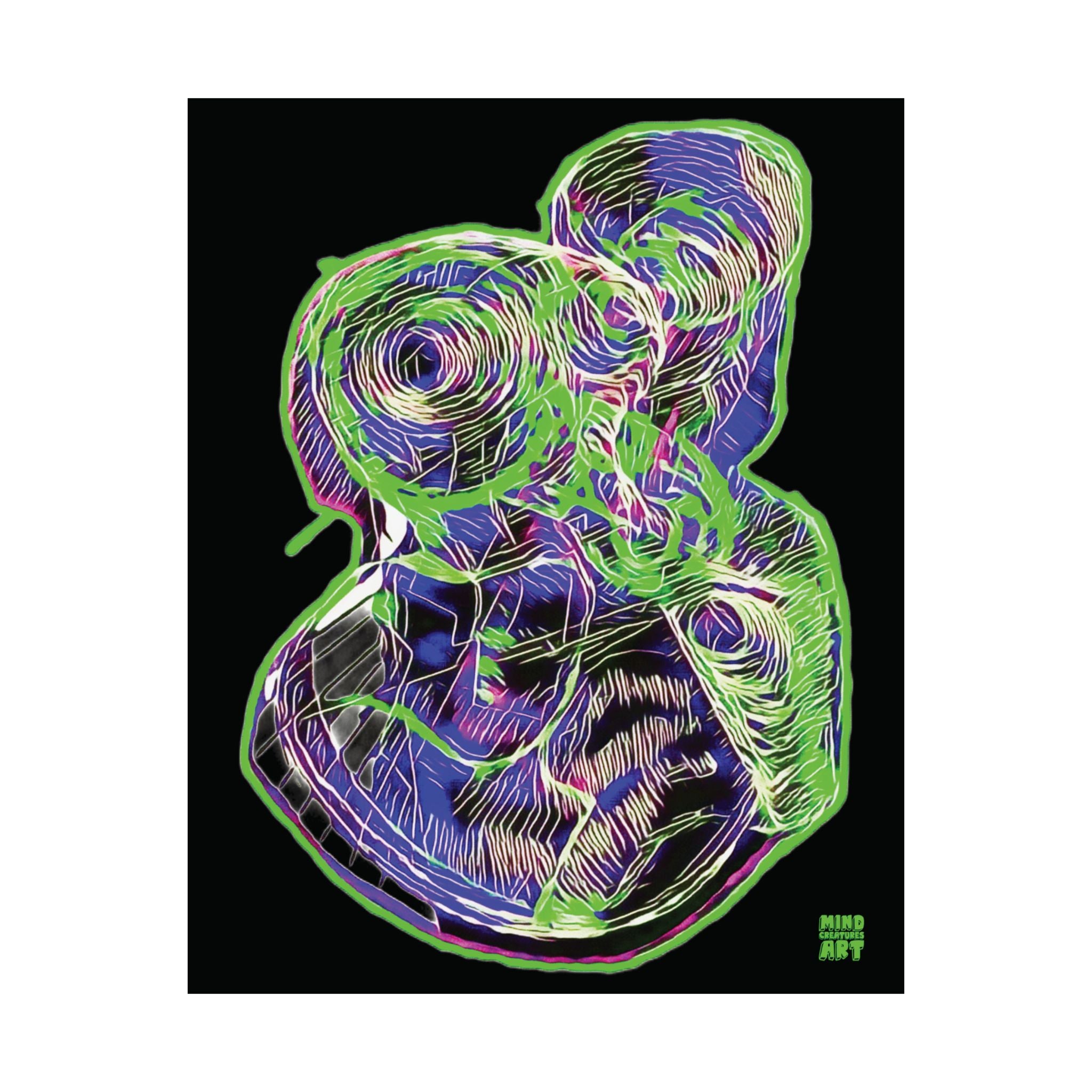 Curiosity (Electric Green, Black Background) Matte Poster