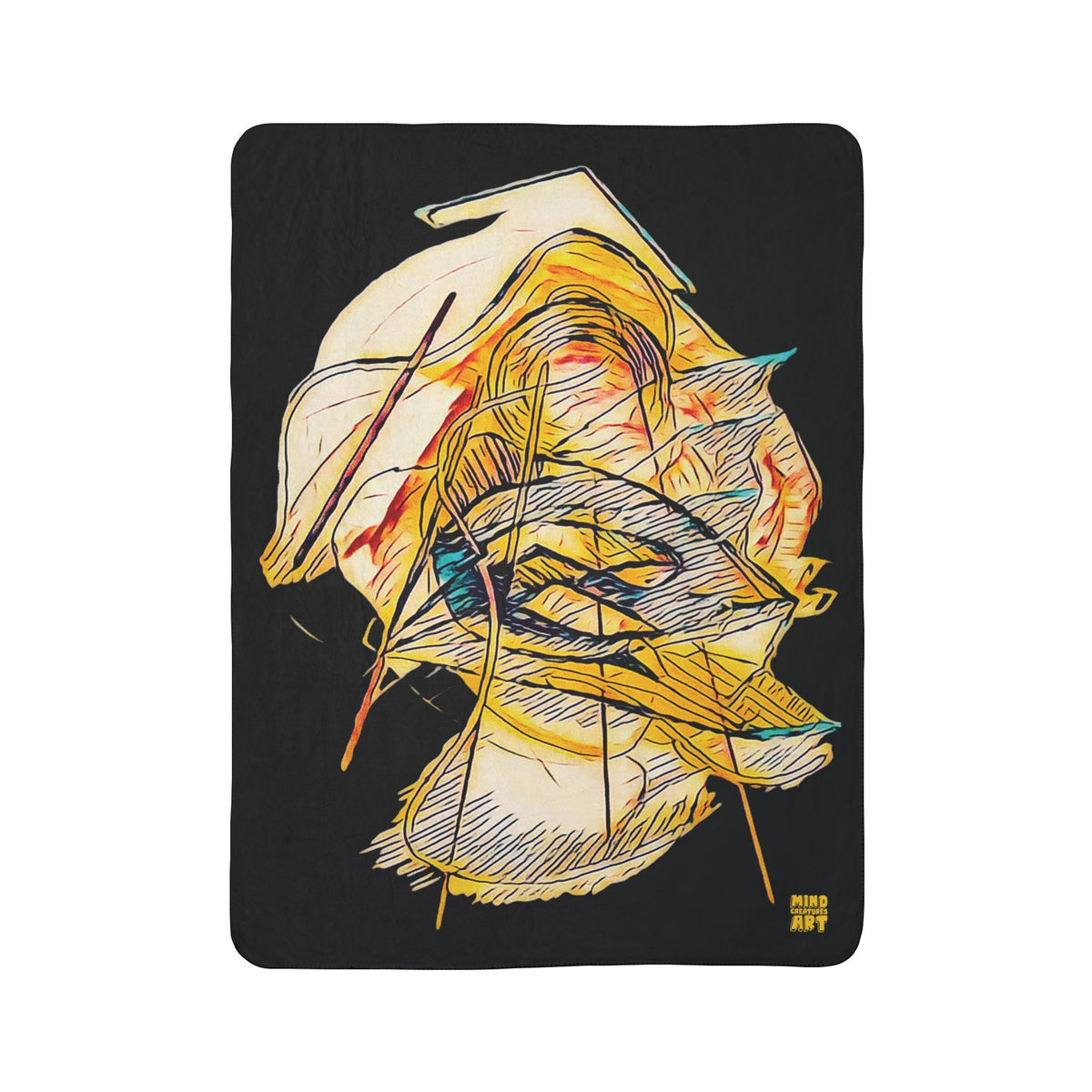 Dive Reflex (Gold, Black Background) Fleece Sherpa Blanket