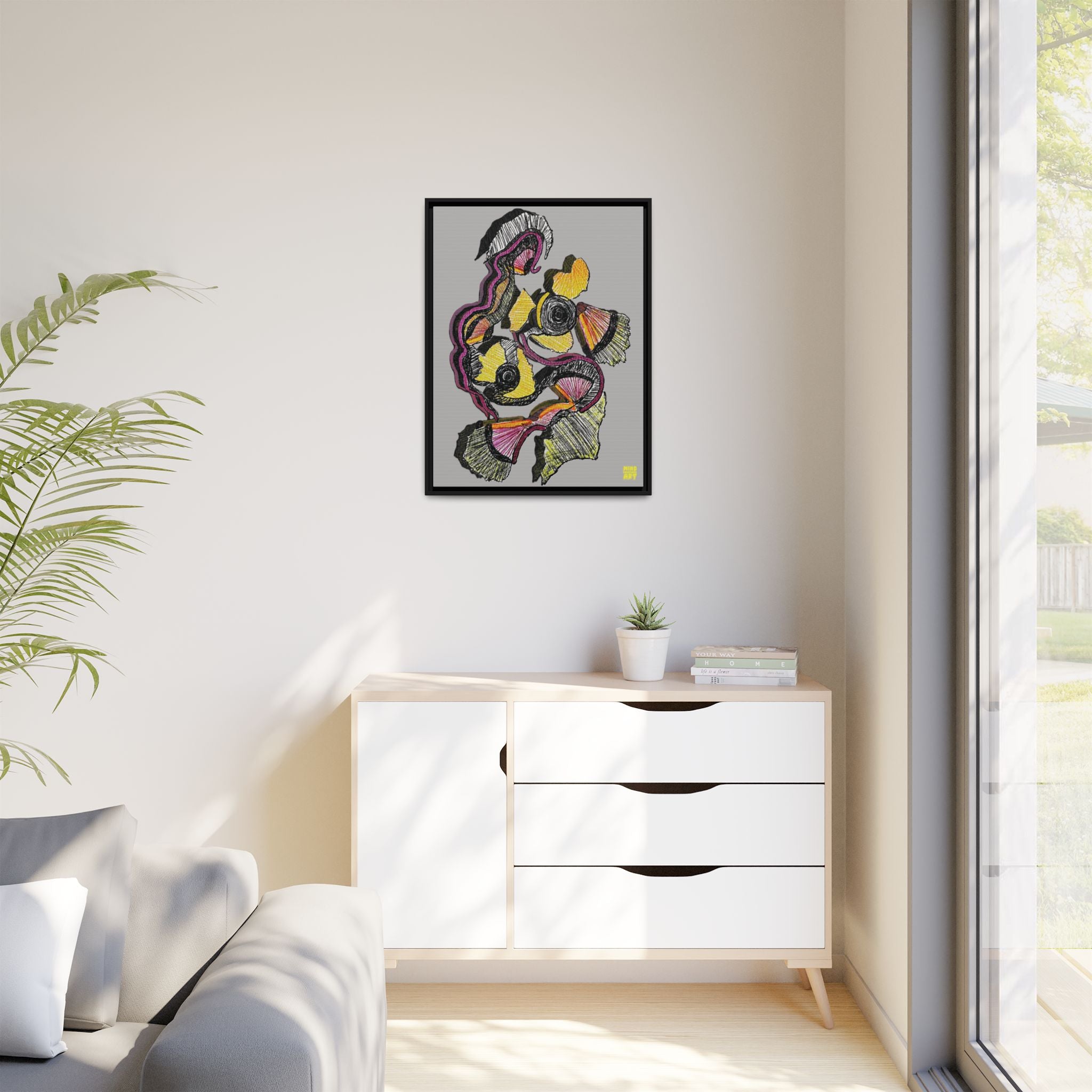 Crimson Teacher (Light Gray Background) Matte Canvas, Framed