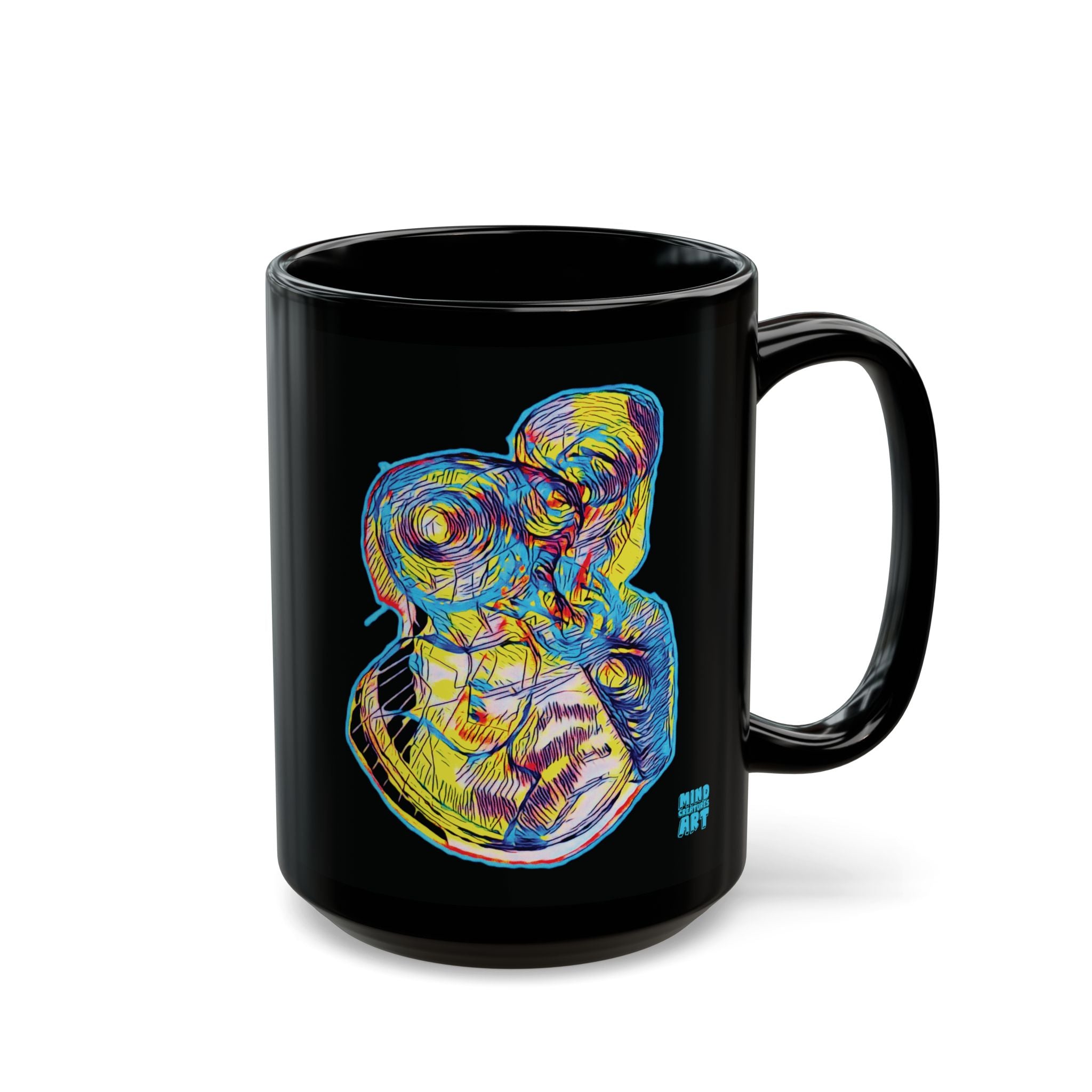 Curiosity (Neon) Black Ceramic Mug (11oz, 15oz)