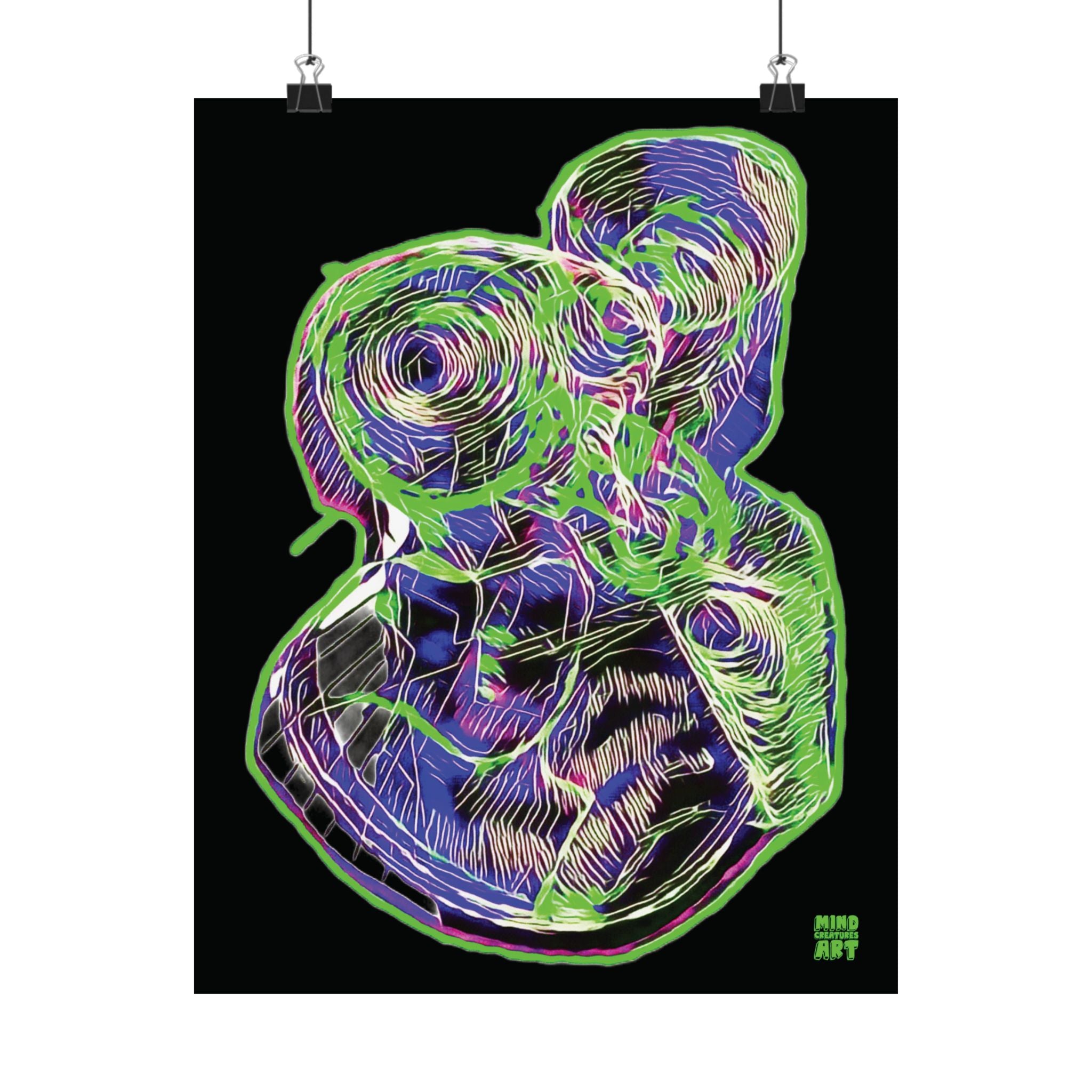 Curiosity (Electric Green, Black Background) Matte Poster