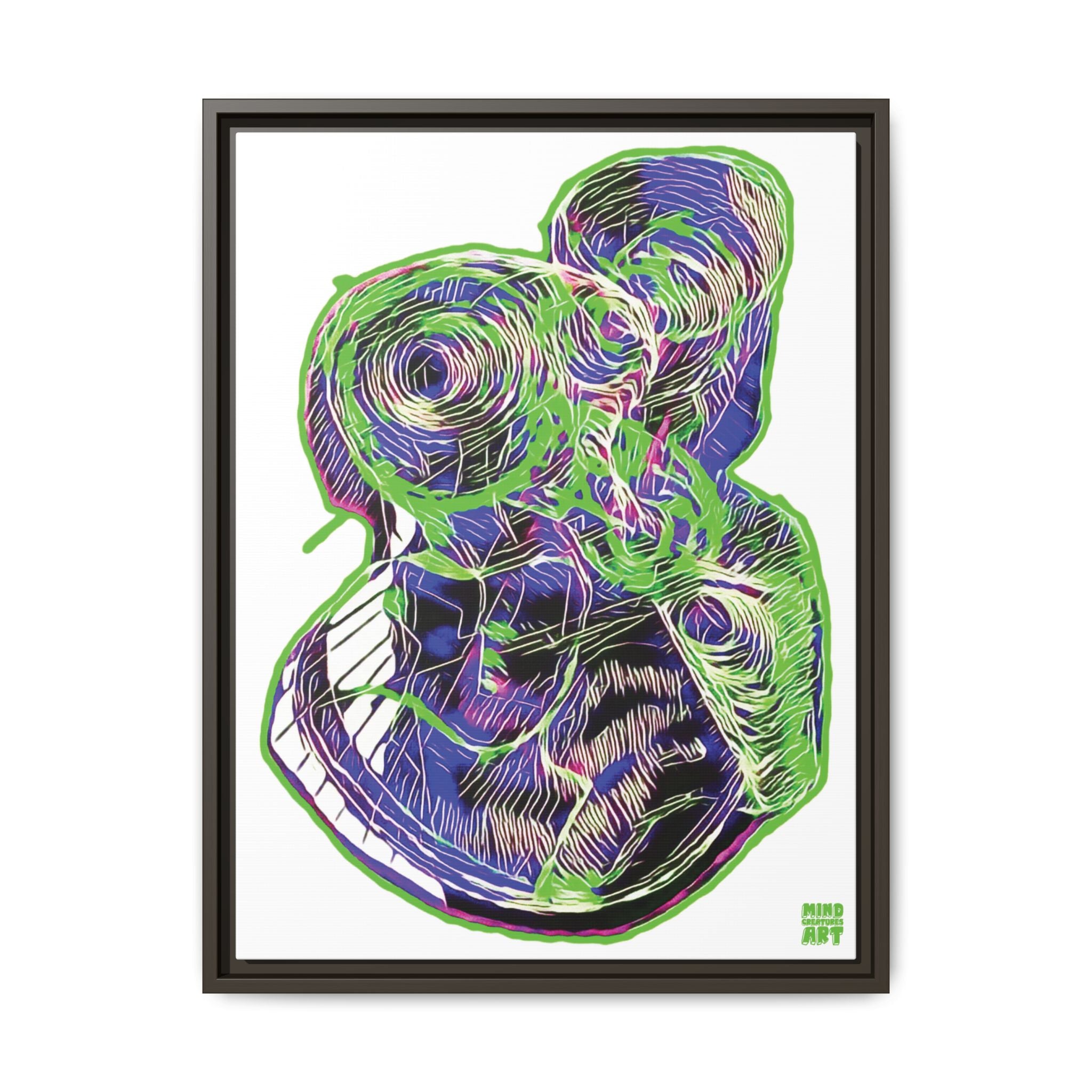 Curiosity (Electric Green, White Background) Matte Canvas, Framed