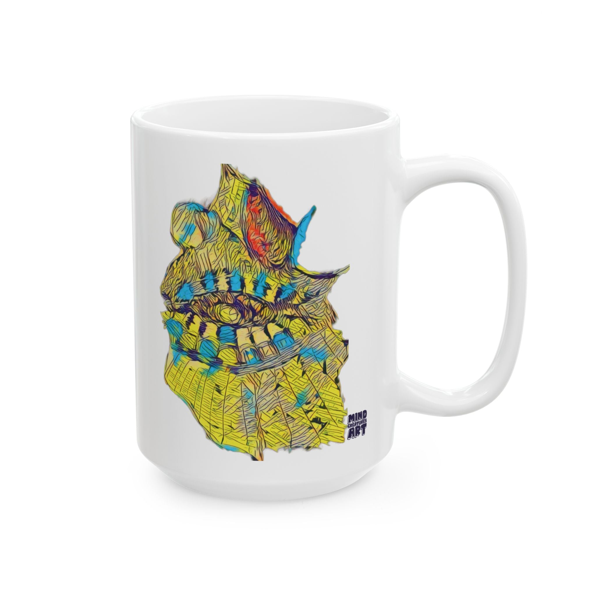 Hypnagogic (Neon) White Ceramic Mug, (11oz, 15oz)