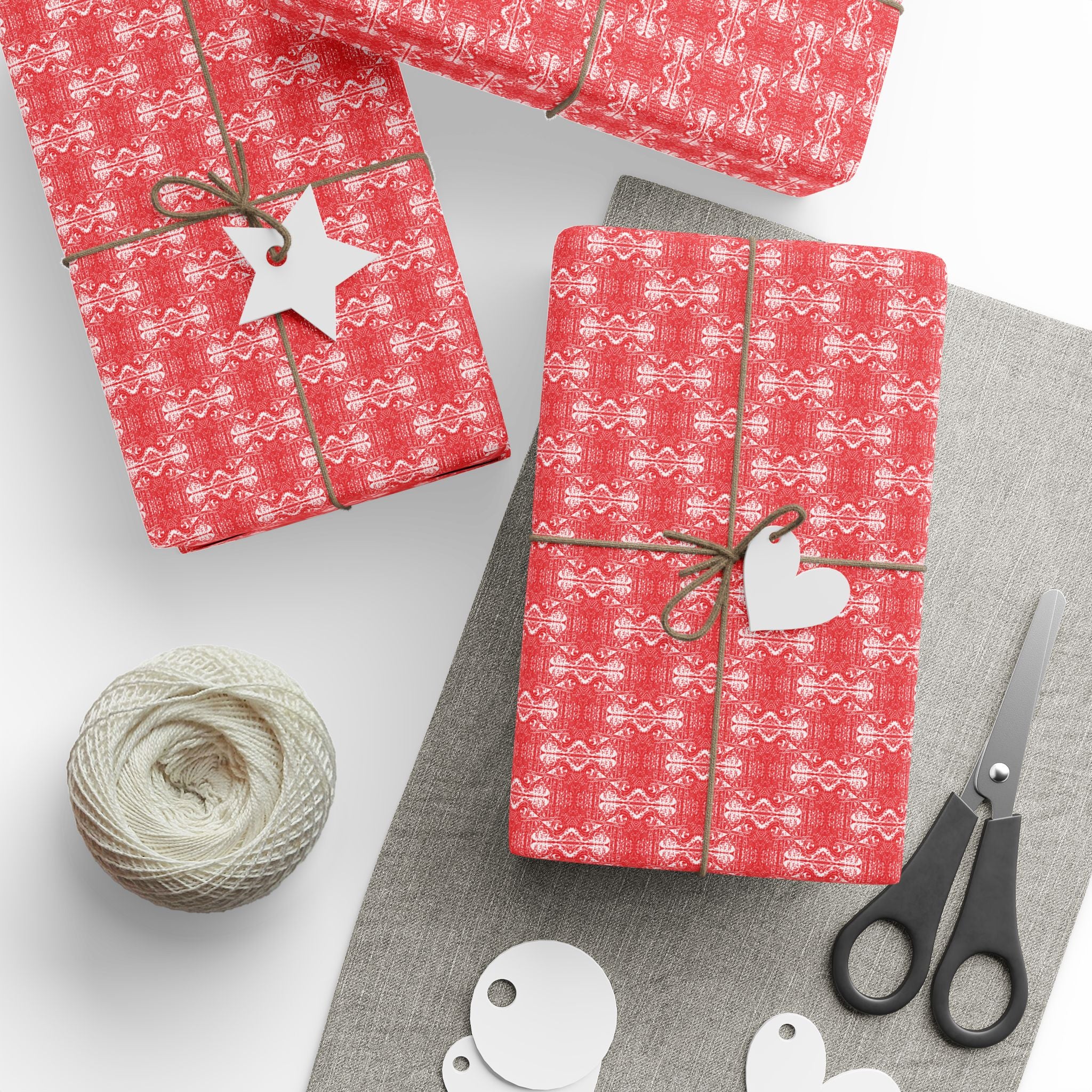 Love (White, Red Background) Heavy Wrapping Paper