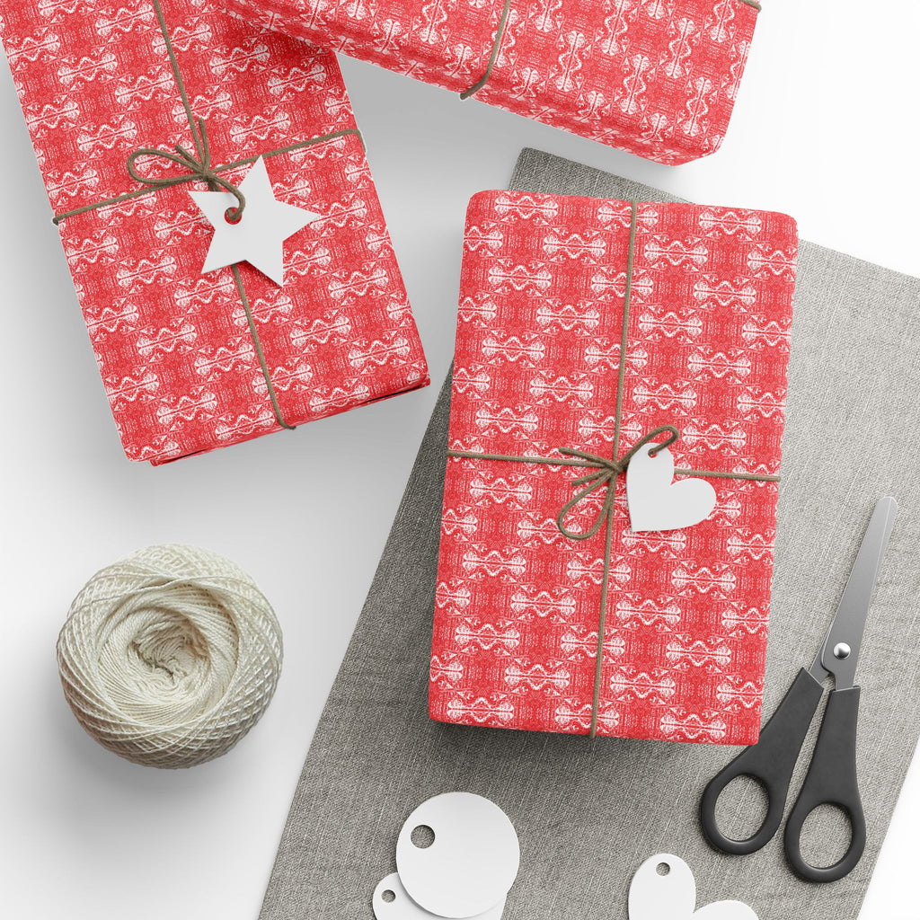 Love (White, Red Background) Heavy Wrapping Paper