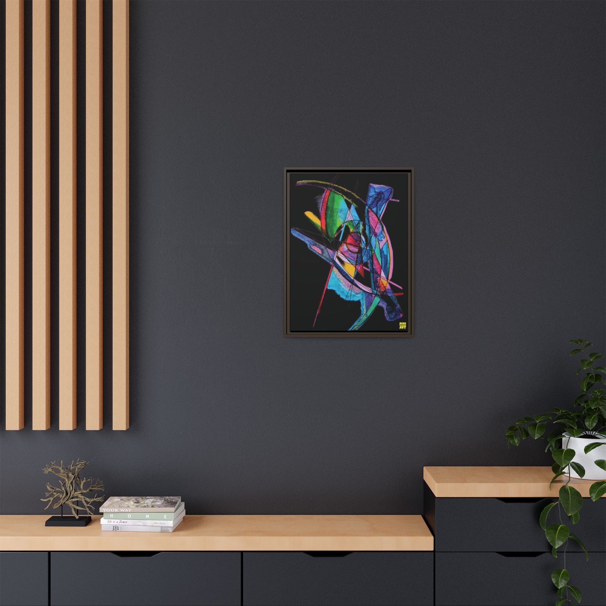 Watching (Black Background) Matte Canvas, Framed