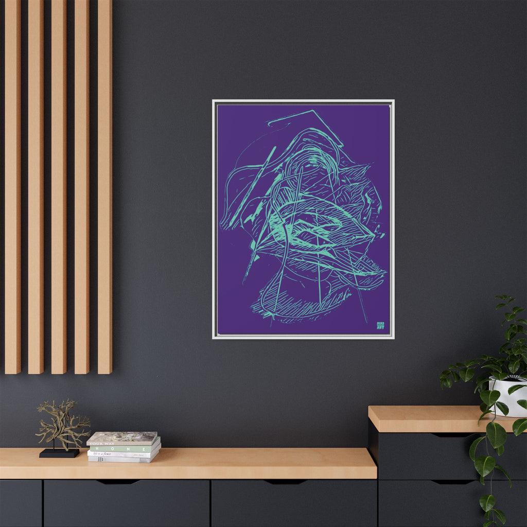 Dive Reflex (Teal, Purple Background) Matte Canvas, Framed