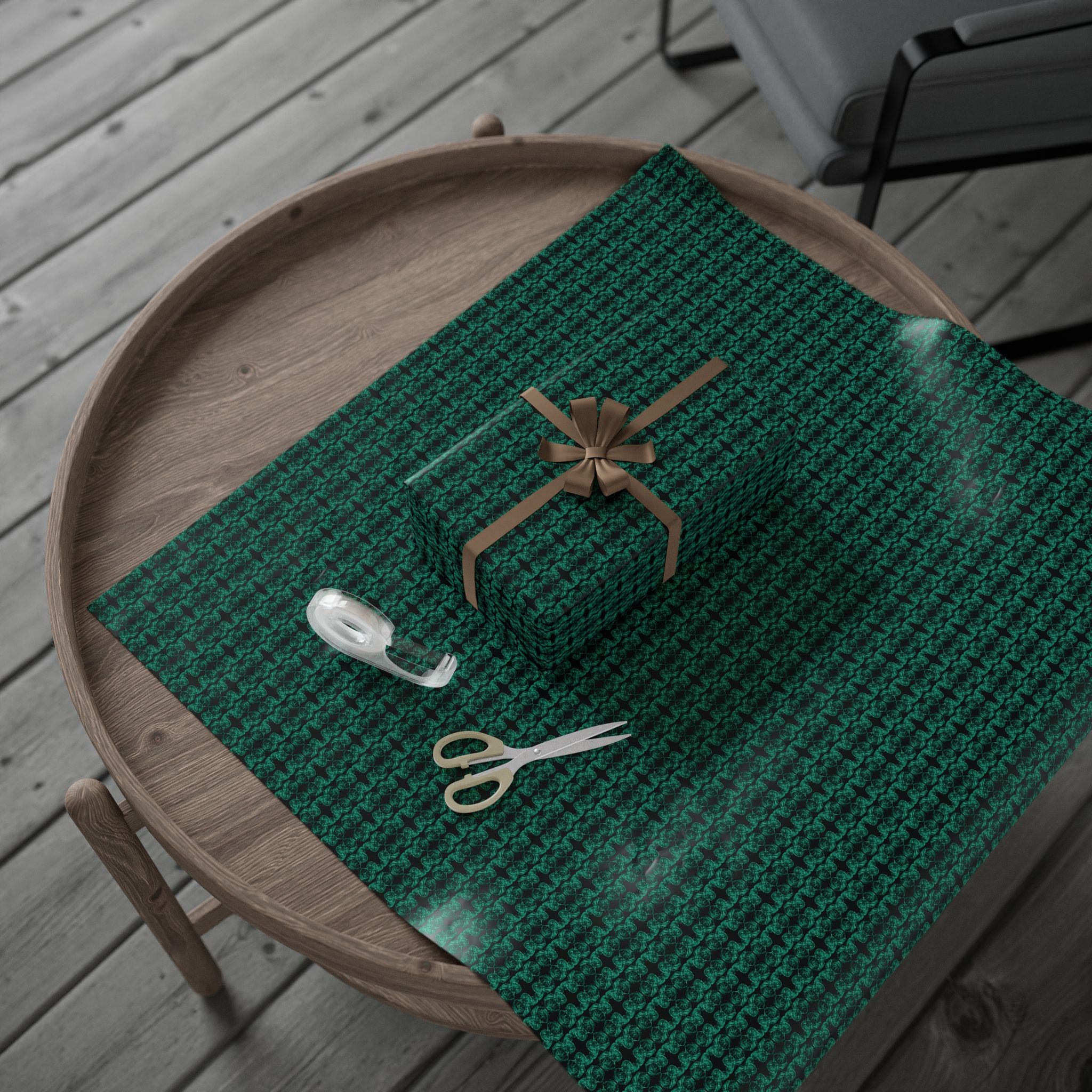 Curiosity (Emerald, Black Background) Heavy Wrapping Paper