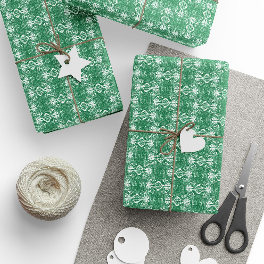 Love (White, Green Background) Heavy Wrapping Paper