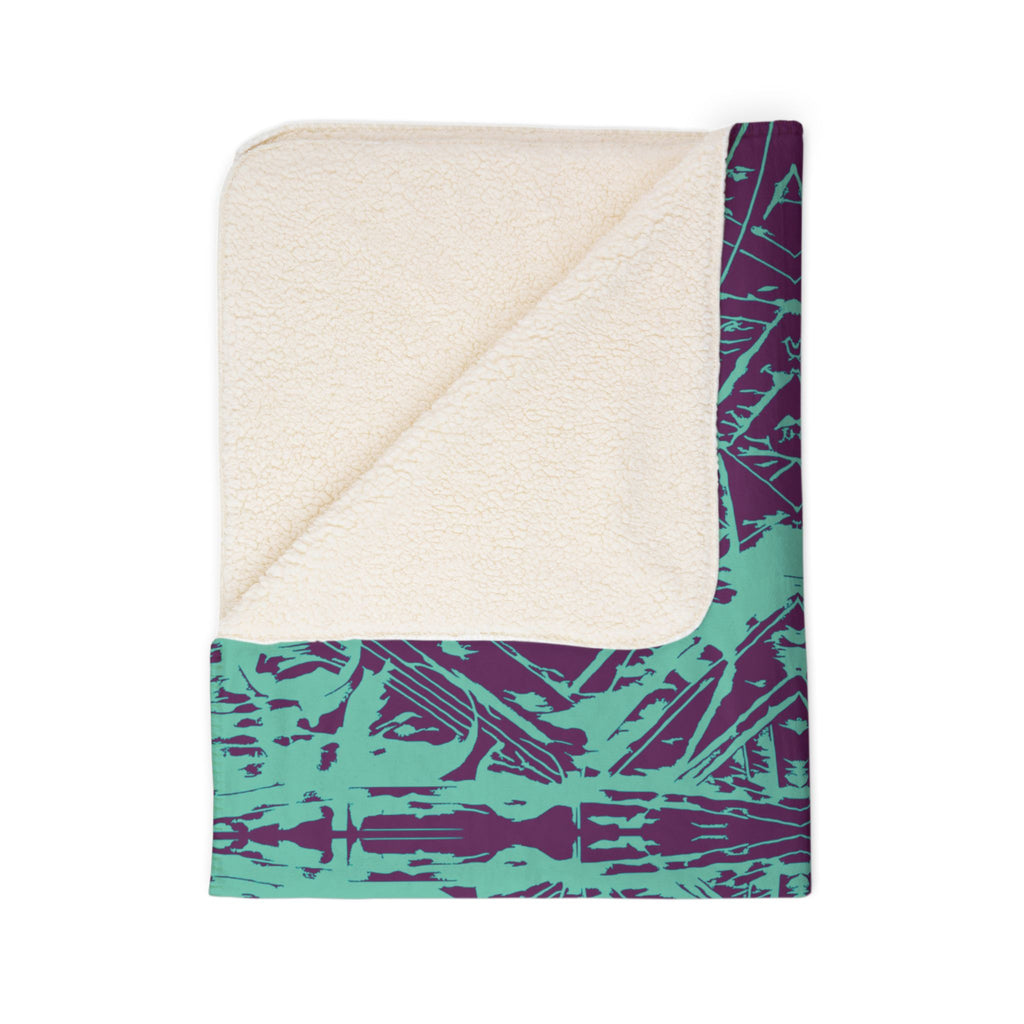 Love (Teal, Mirror, Purple Background) Fleece Sherpa Blanket