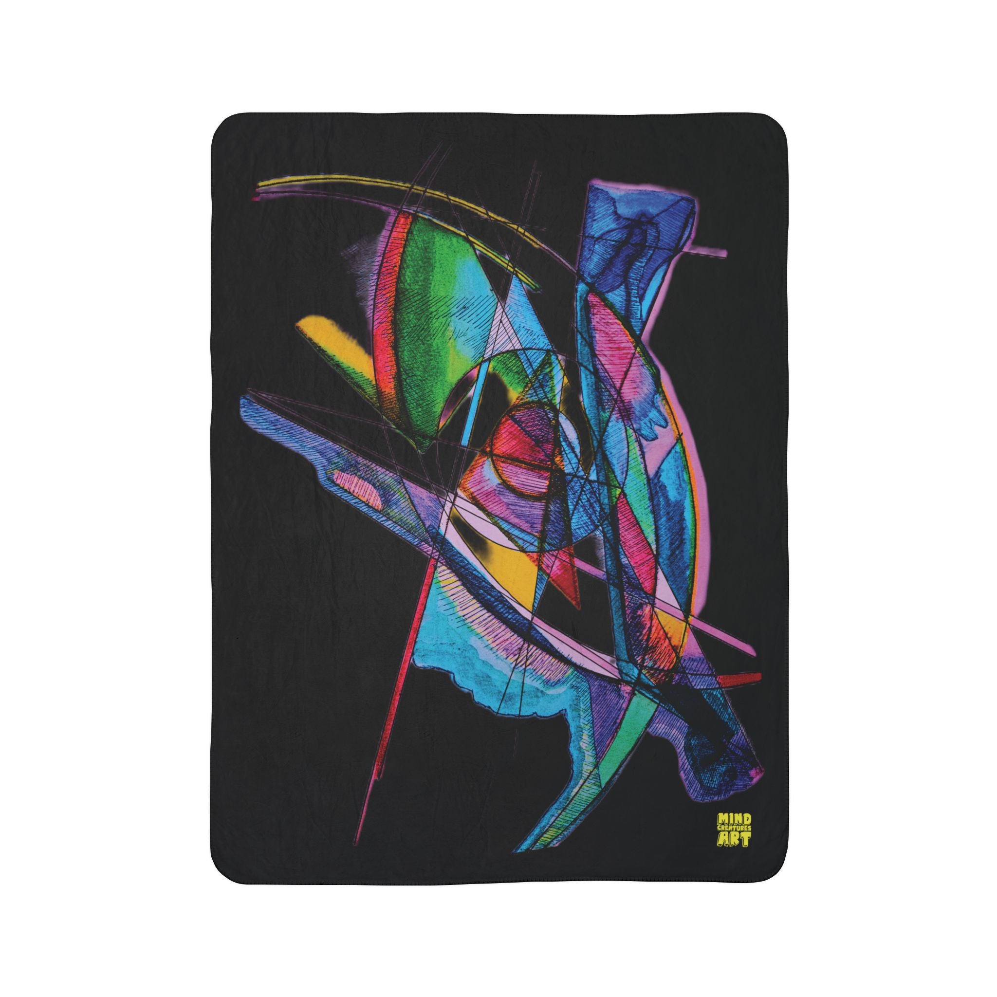 Watching (Black Background) Fleece Sherpa Blanket