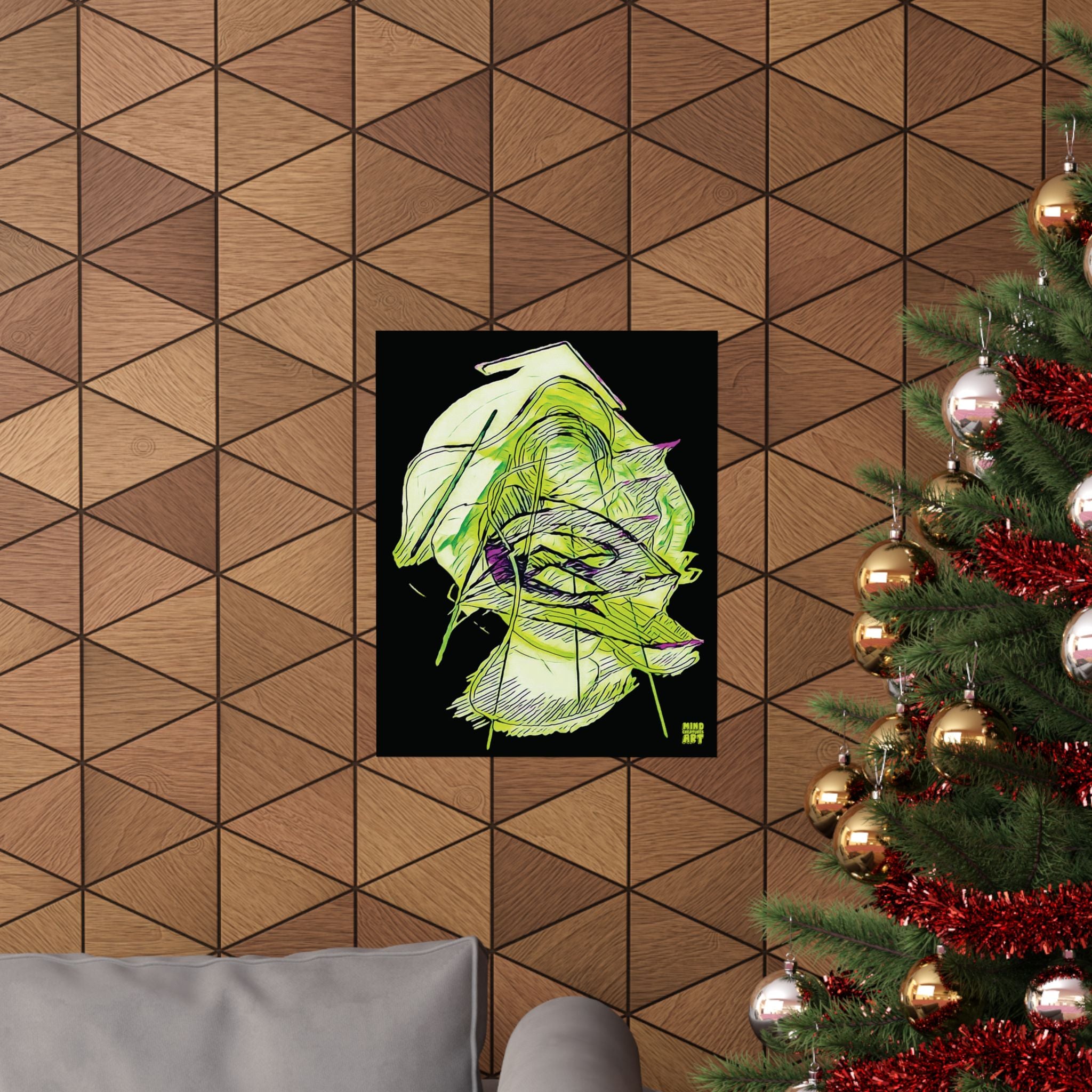 Dive Reflex (Lime, Black Background) Matte Poster