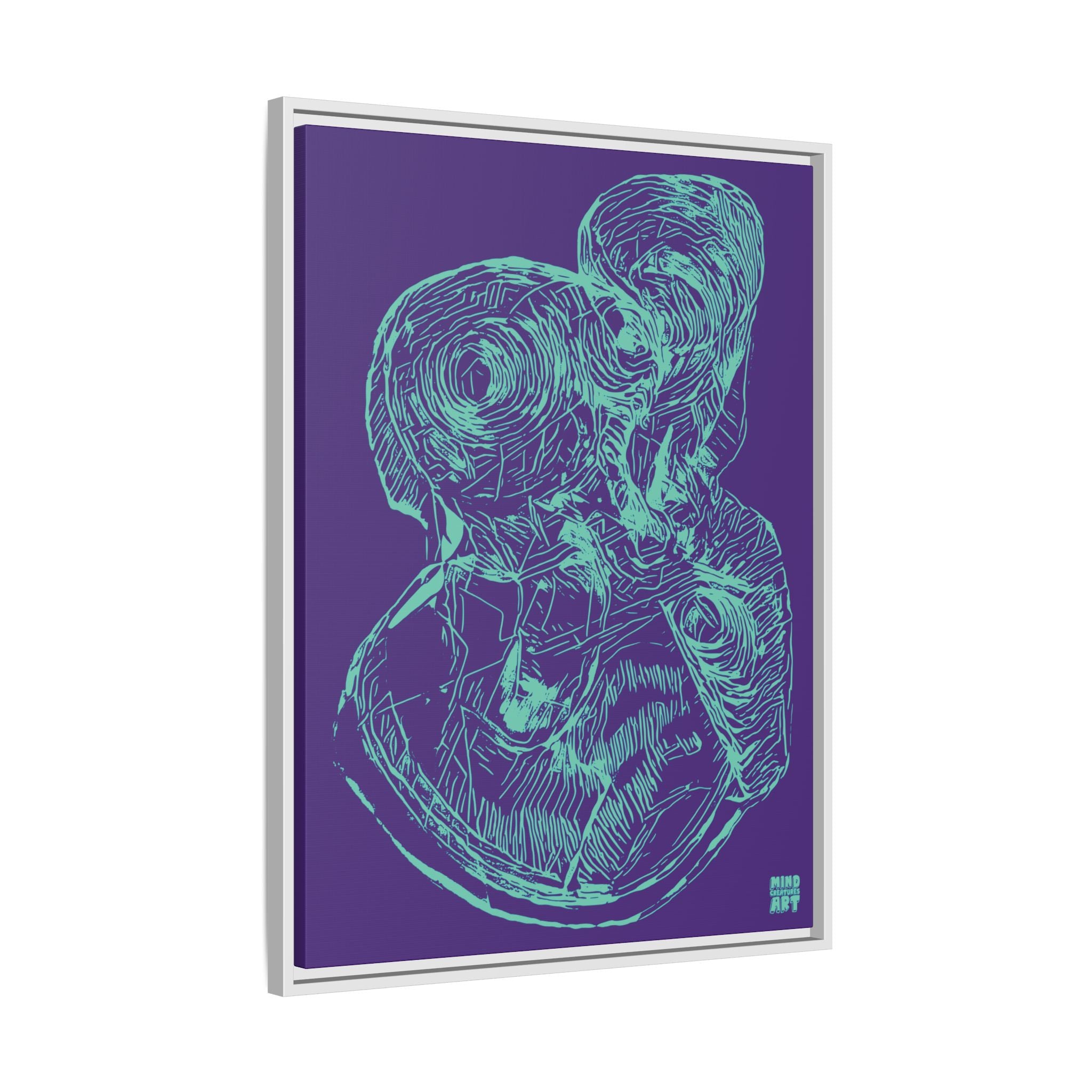 Curiosity (Teal, Purple Background) Matte Canvas, Framed