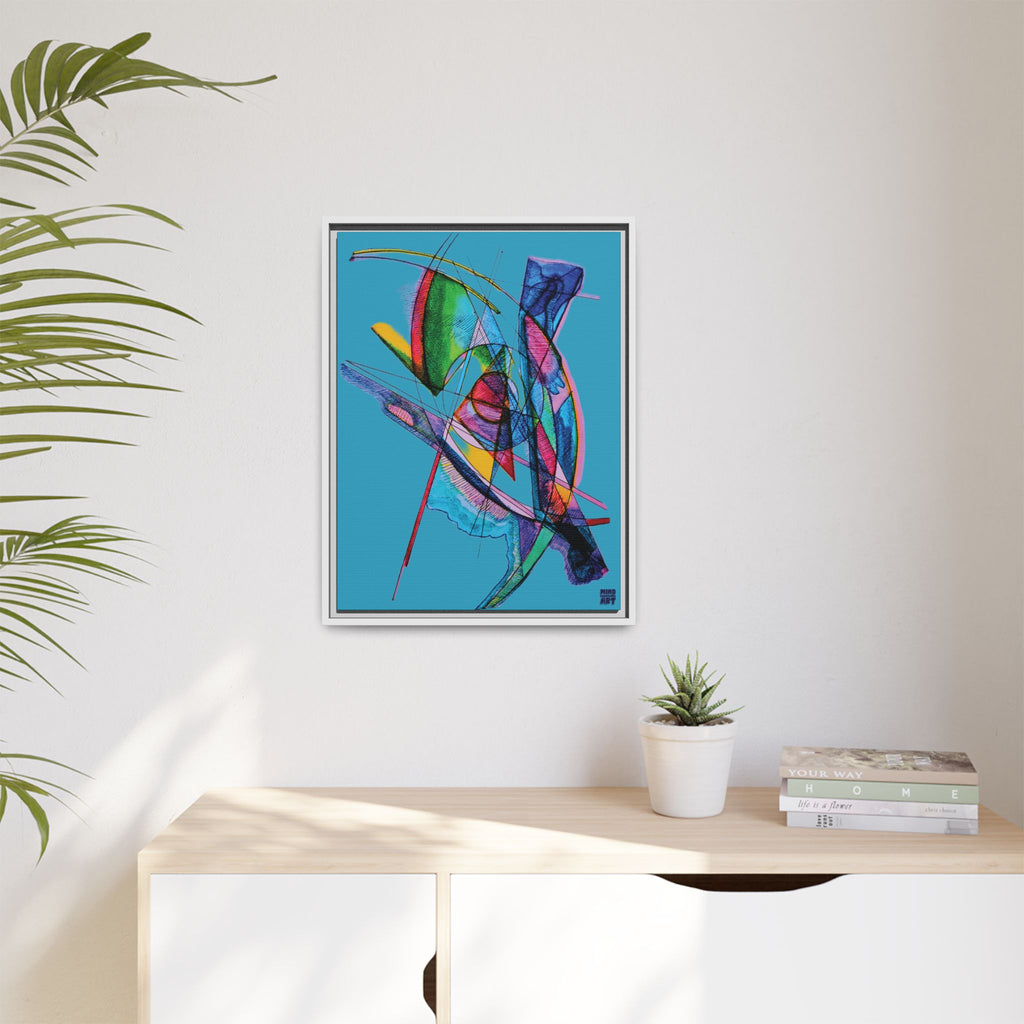 Watching (Turquoise Background) Matte Canvas, Framed