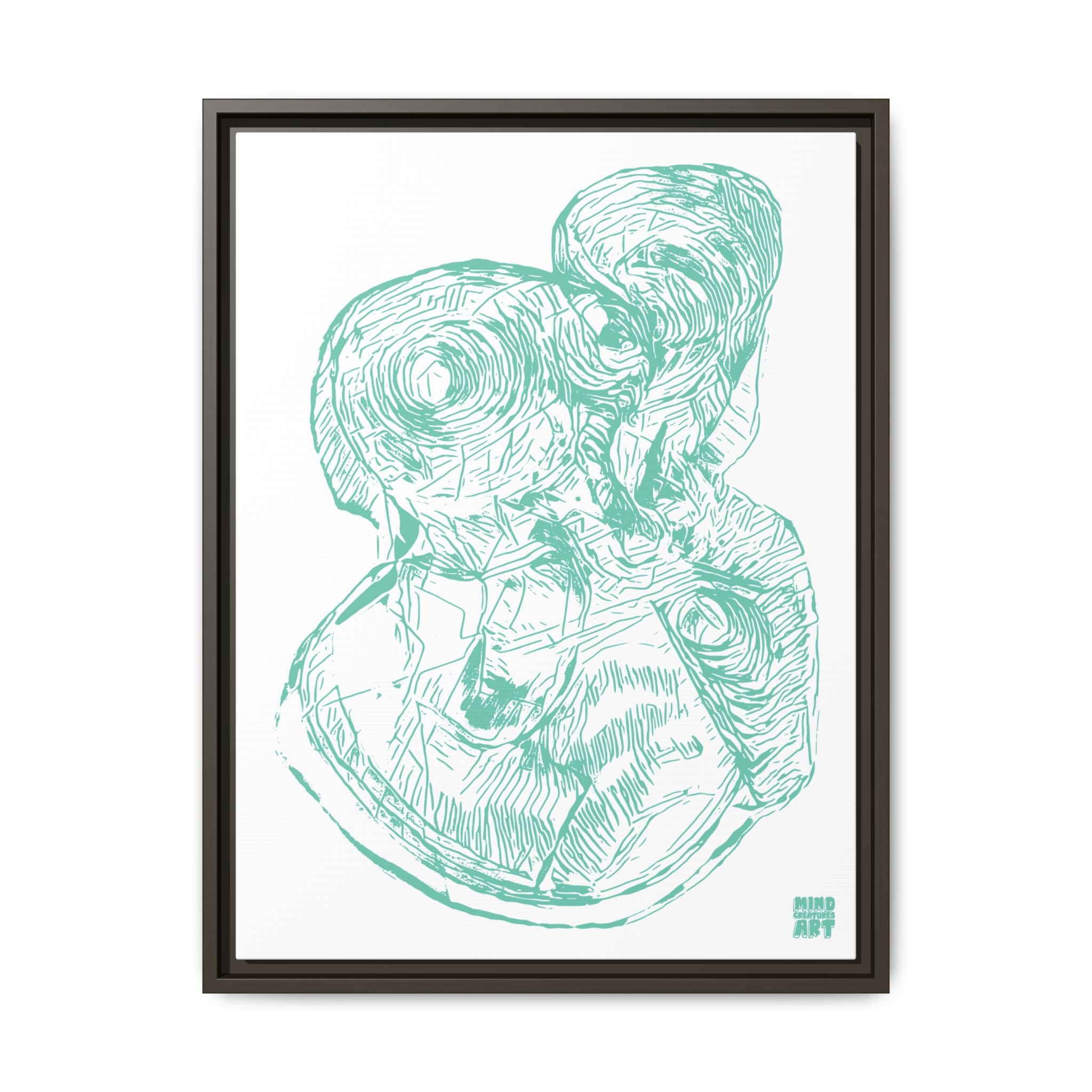 Curiosity (Teal, White Background) Matte Canvas, Framed