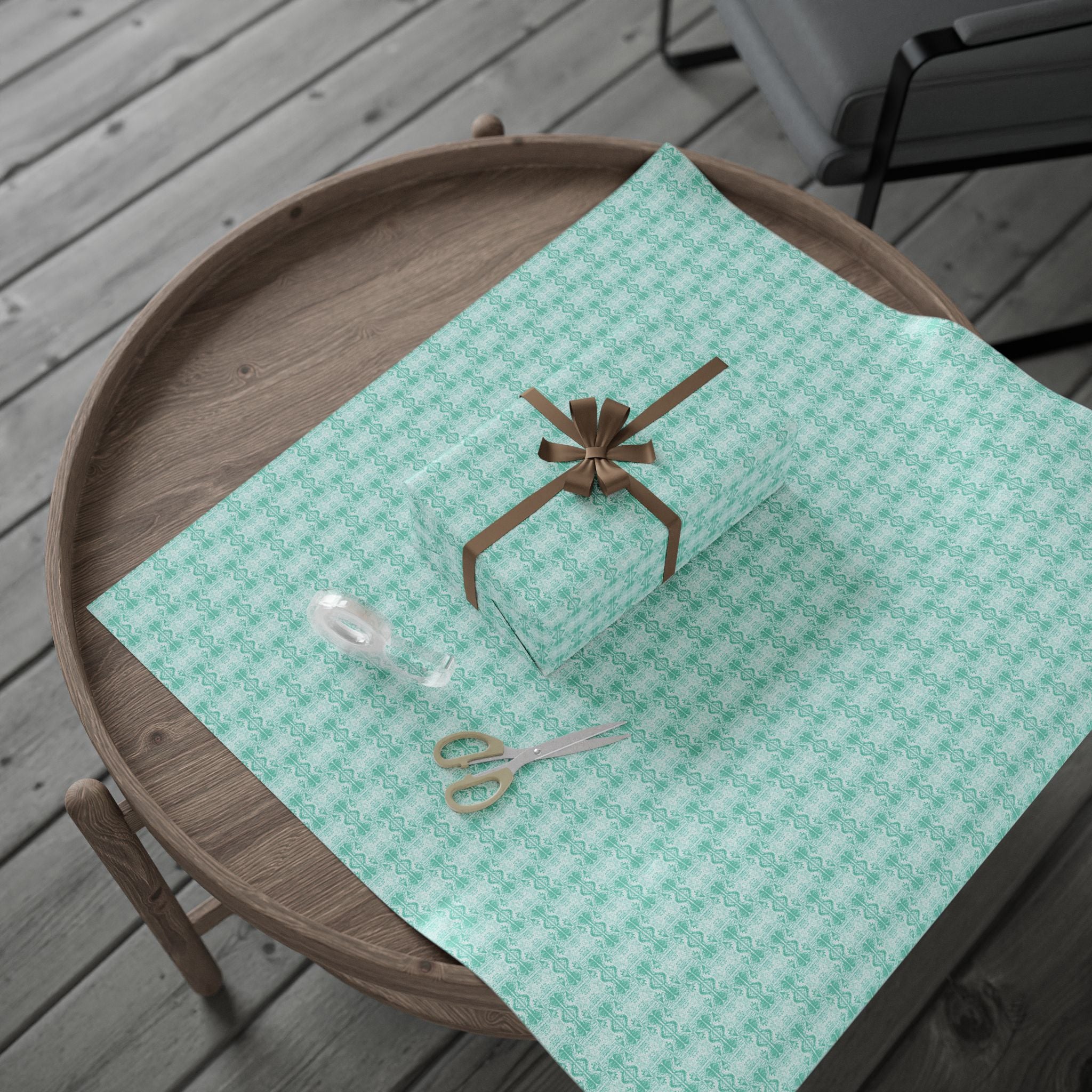 Love (Seafoam, White Background) Heavy Wrapping Paper